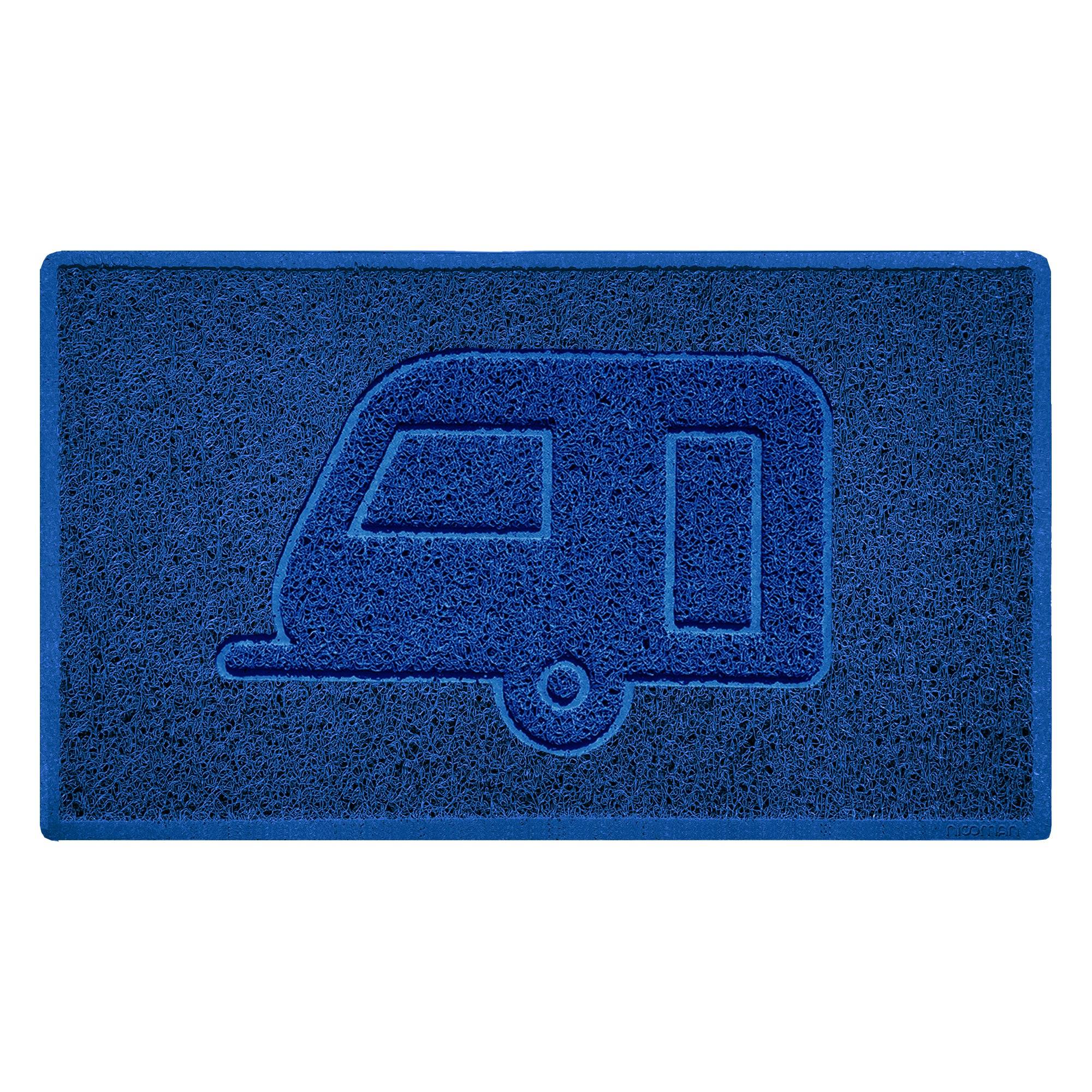 Caravan Embossed Spaghetti Doormat Blue 75cm x 44cm Yes (Suitable for Indoors)