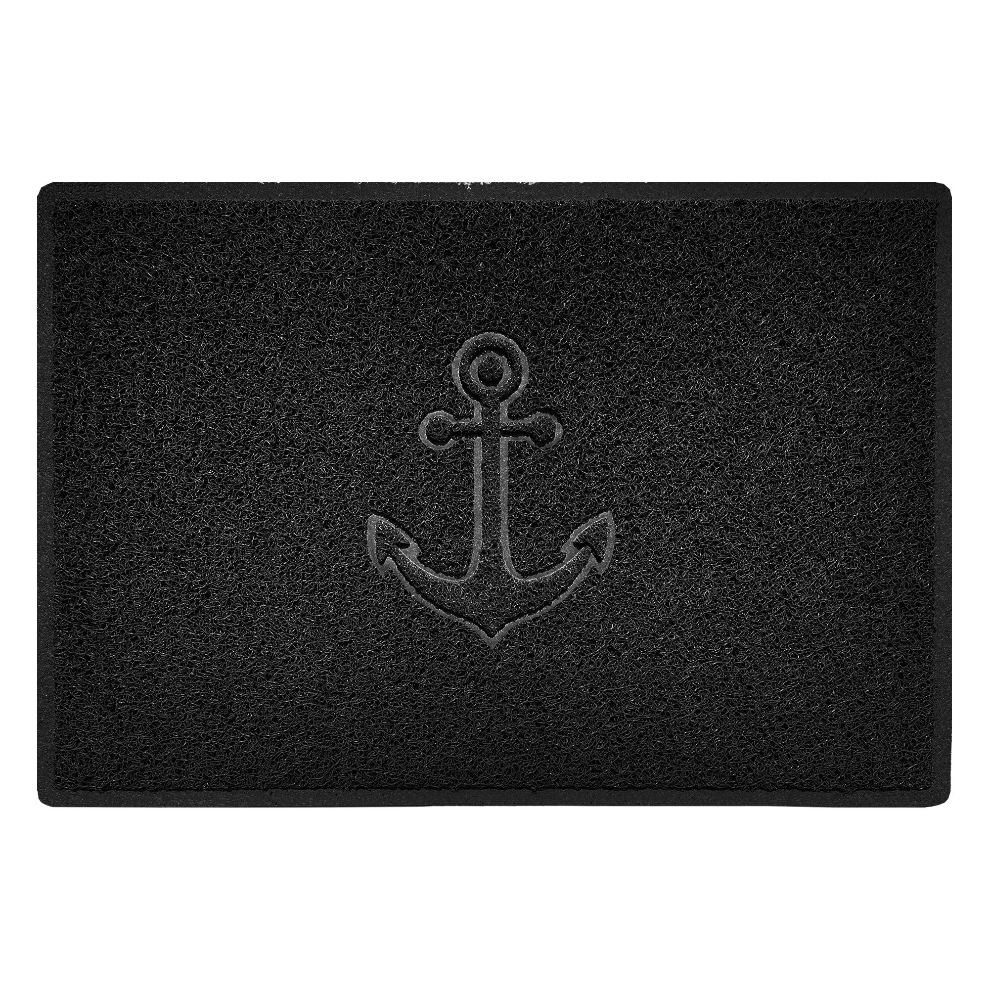 "Anchors Away" Grey Spaghetti Door Mat Black 90cm x 60cm