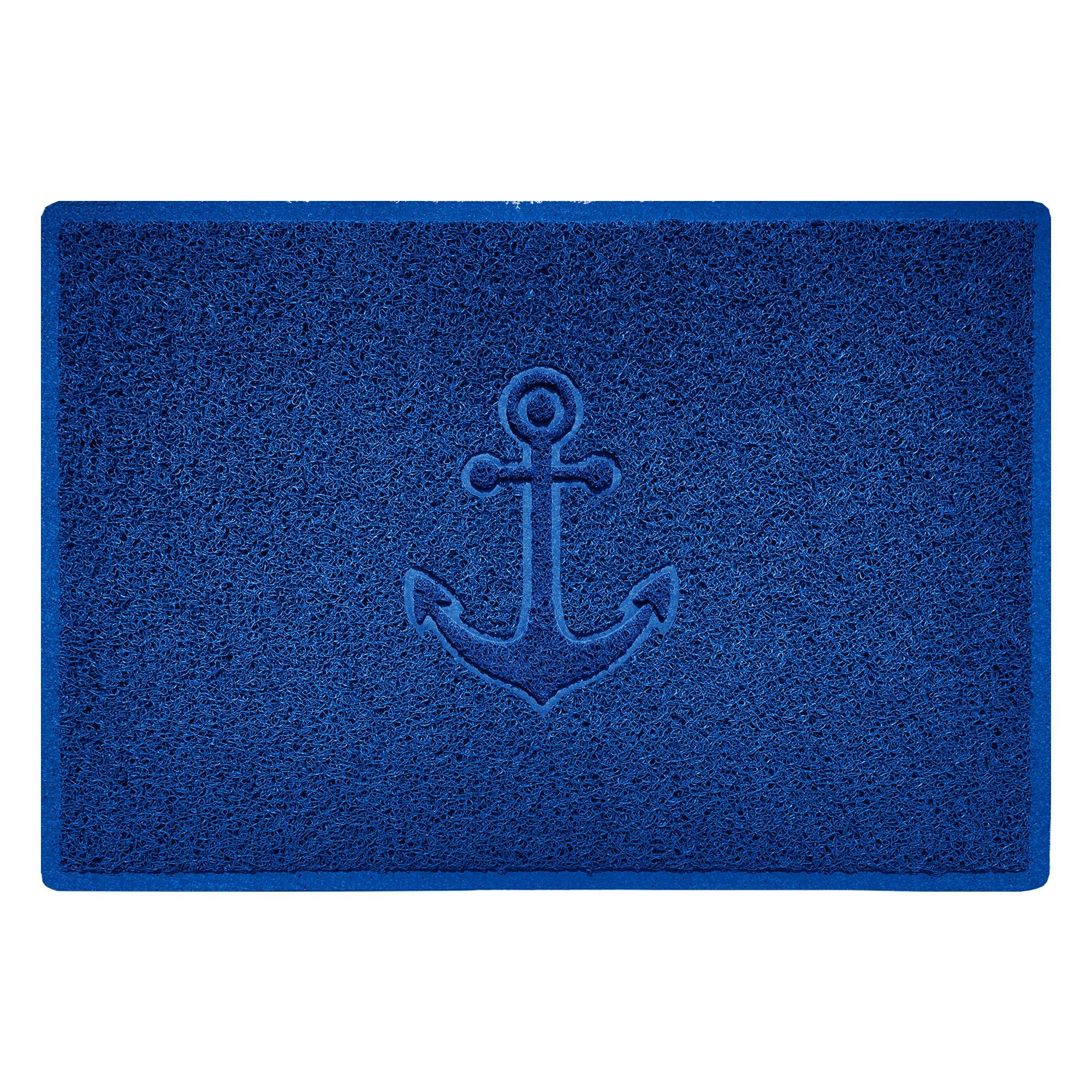 "Anchors Away" Grey Spaghetti Door Mat Blue 90cm x 60cm Yes (Suitable for Indoors)