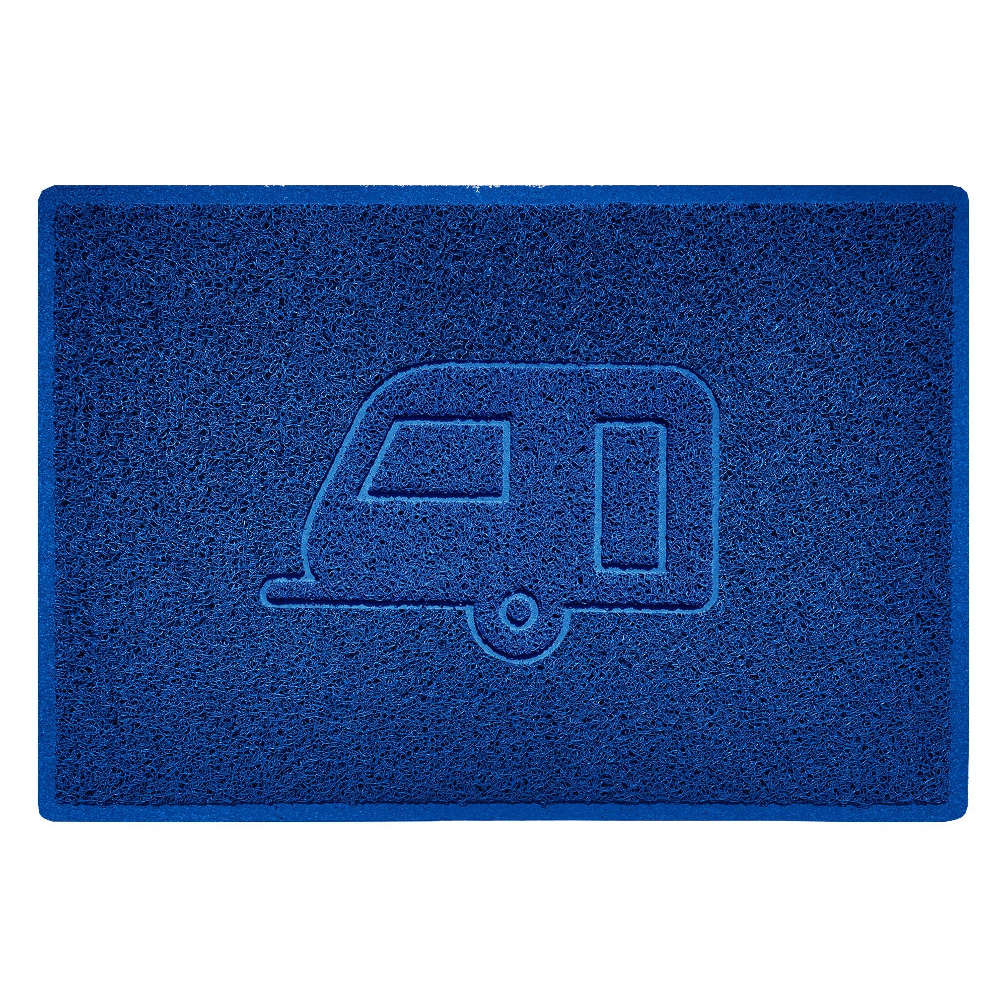 Caravan Embossed Spaghetti Doormat Blue 90cm x 60cm Yes (Suitable for Indoors)
