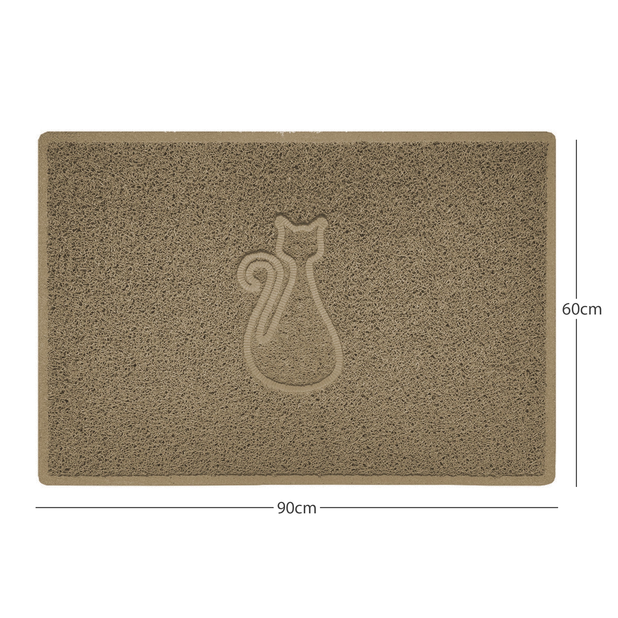 Cat Embossed Spaghetti Doormat Beige 90cm x 60cm Yes (Suitable for Indoors)
