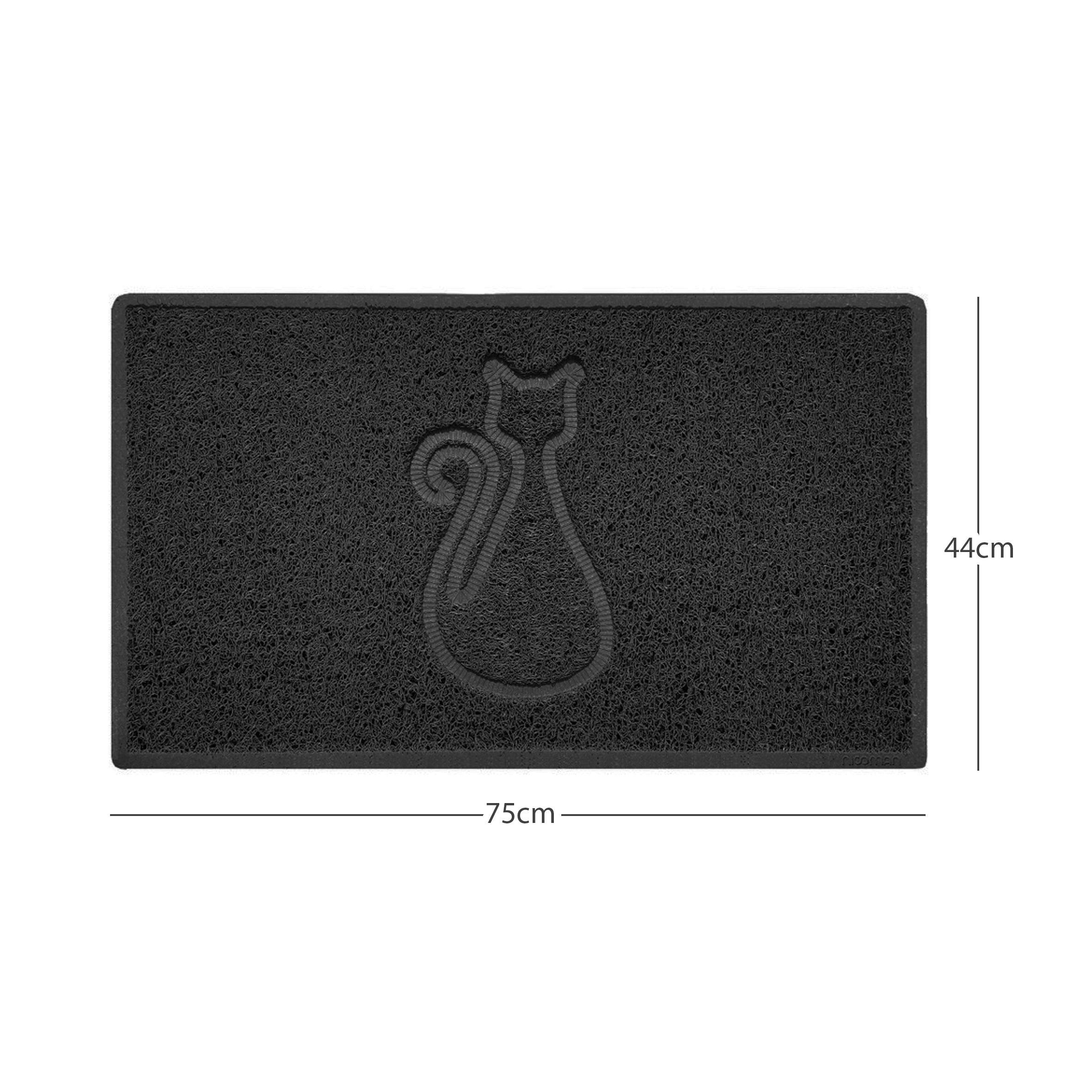 Cat Embossed Spaghetti Doormat Black 75cm x 44cm