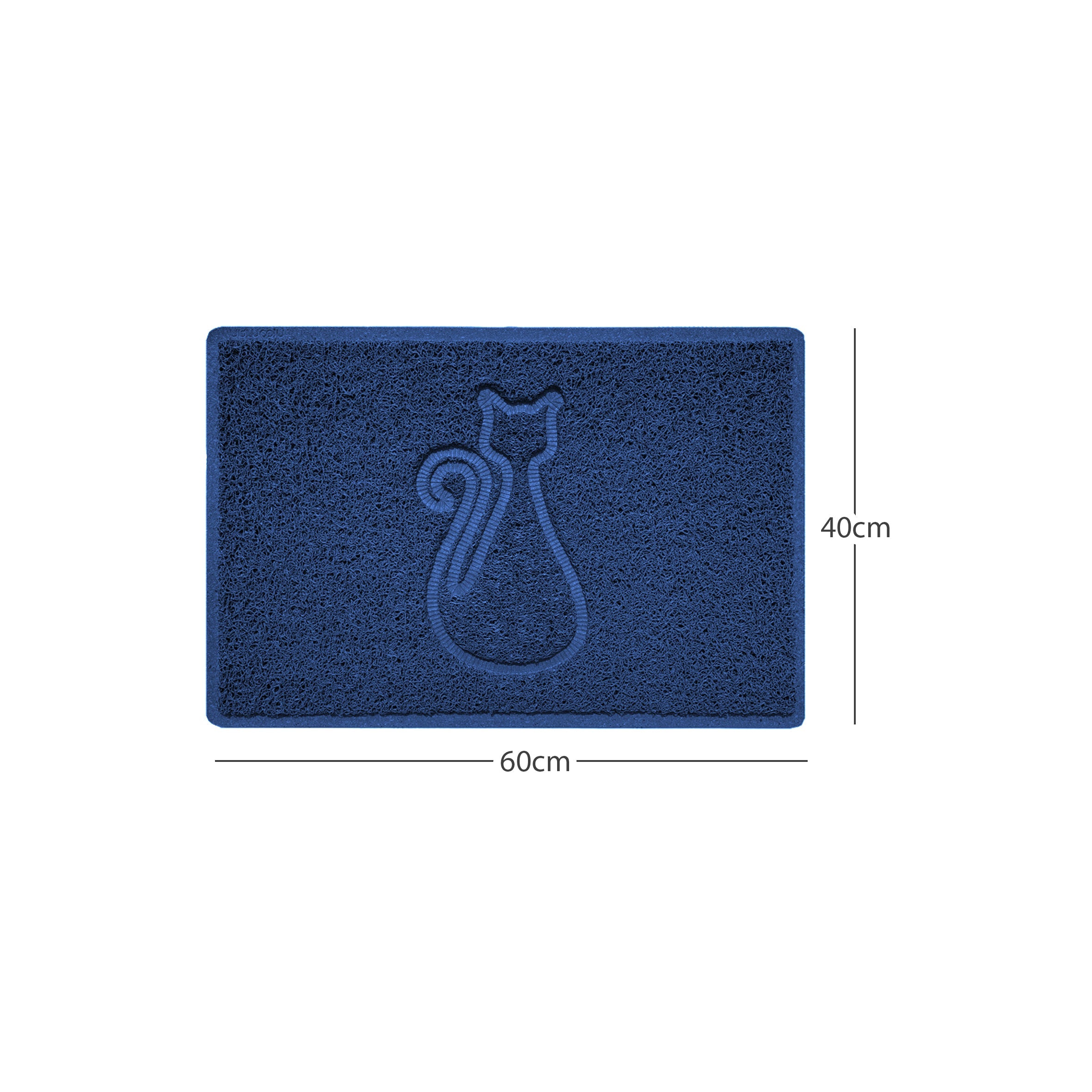 Cat Embossed Spaghetti Doormat Blue 60cm x 40cm Yes (Suitable for Indoors)
