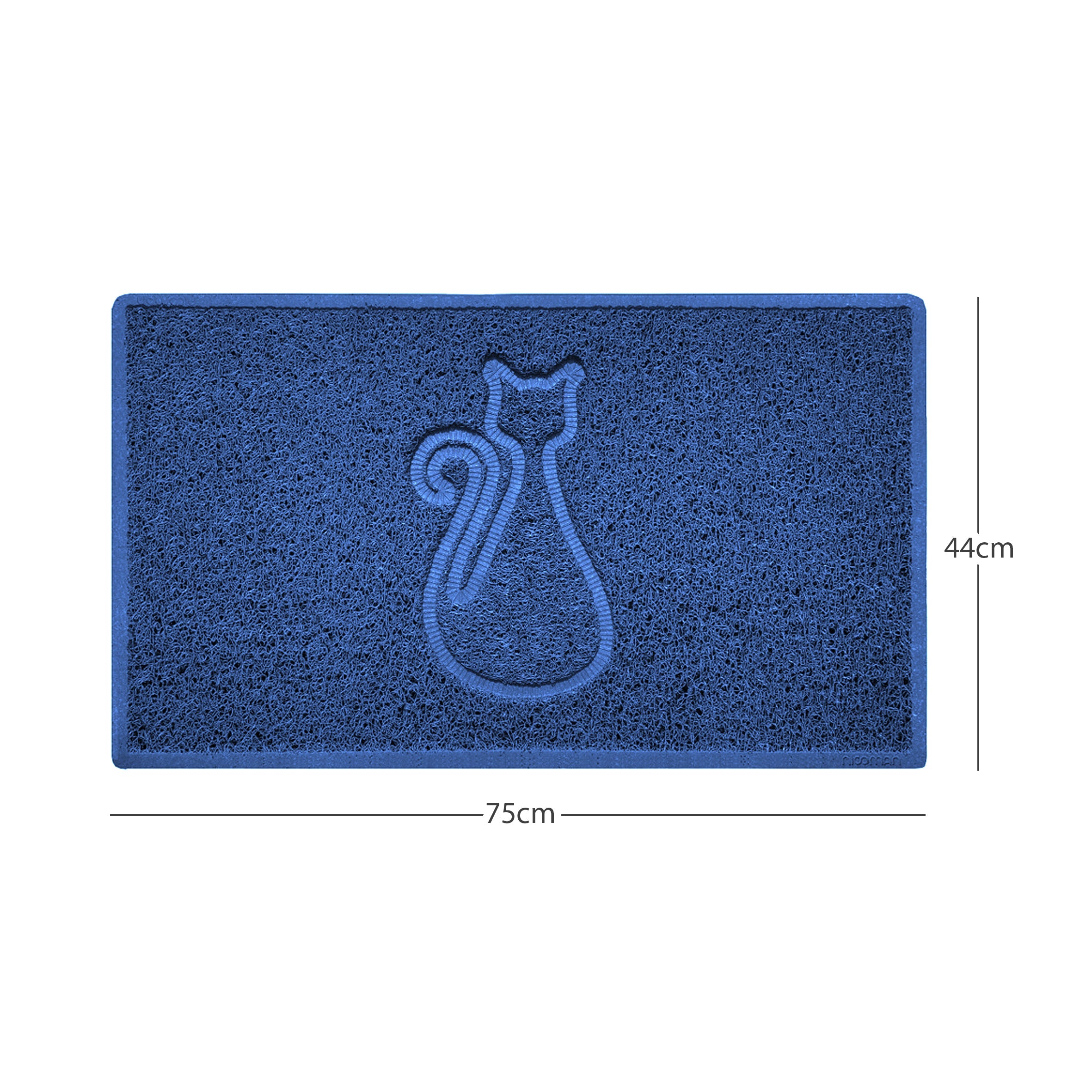 Cat Embossed Spaghetti Doormat Blue 75cm x 44cm Yes (Suitable for Indoors)