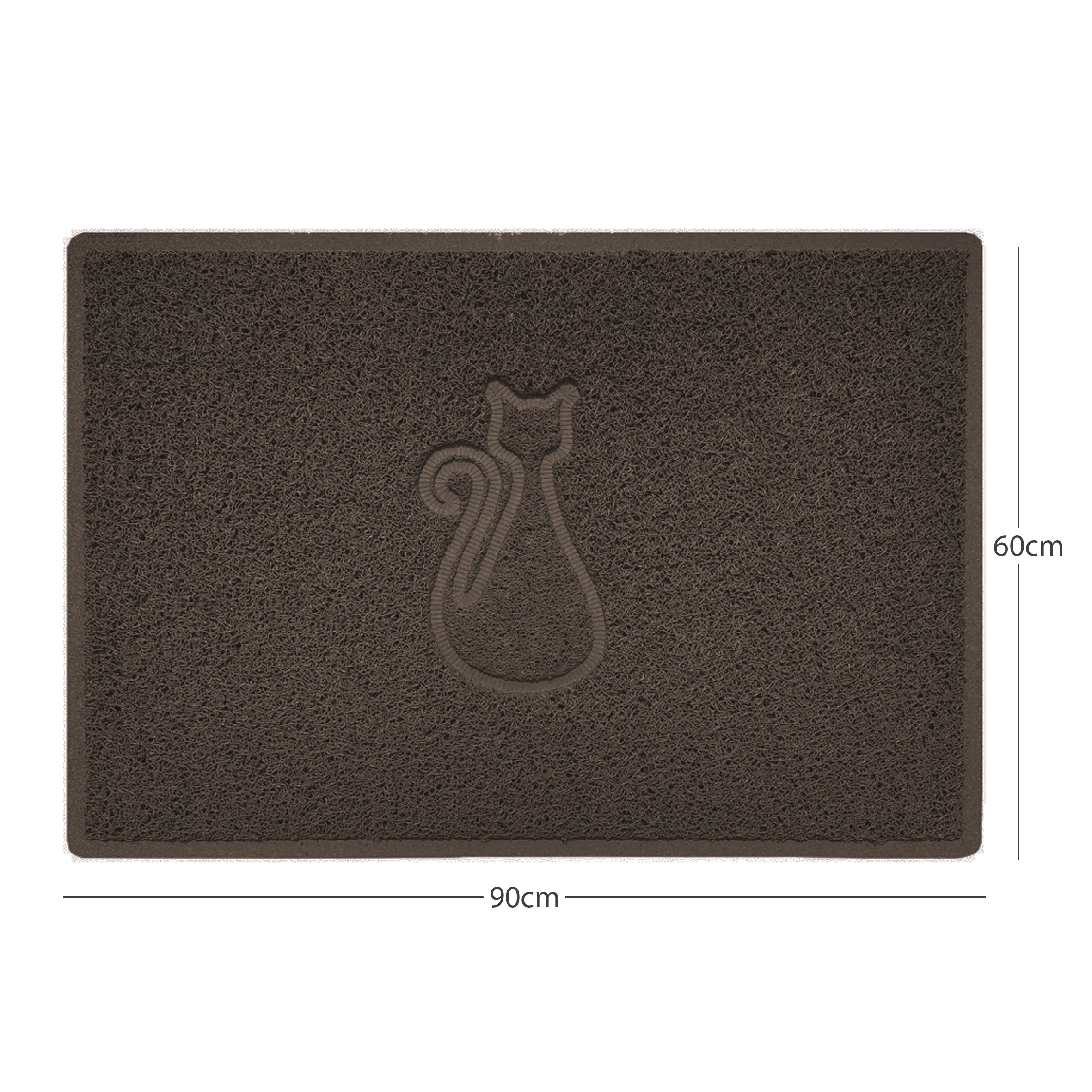 Cat Embossed Spaghetti Doormat Brown 90cm x 60cm