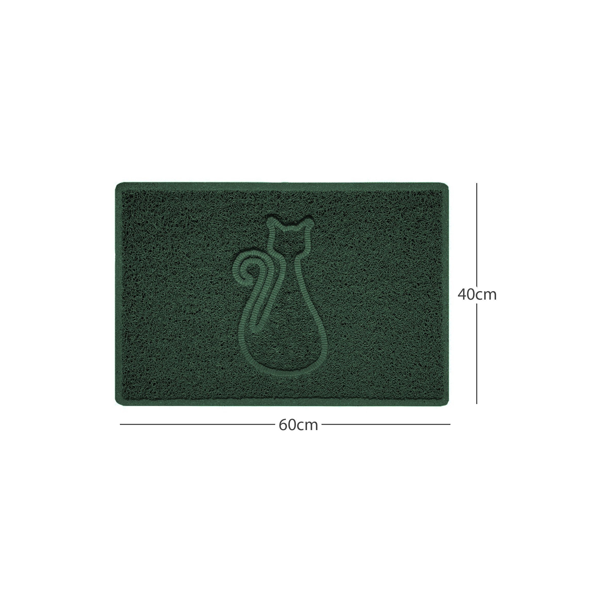 Cat Embossed Spaghetti Doormat Green 60cm x 40cm Yes (Suitable for Indoors)