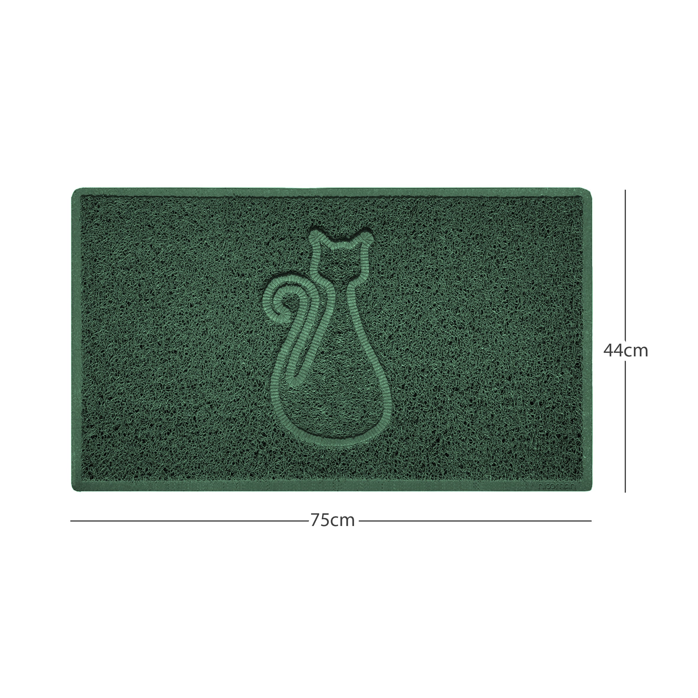 Cat Embossed Spaghetti Doormat Green 75cm x 44cm Yes (Suitable for Indoors)