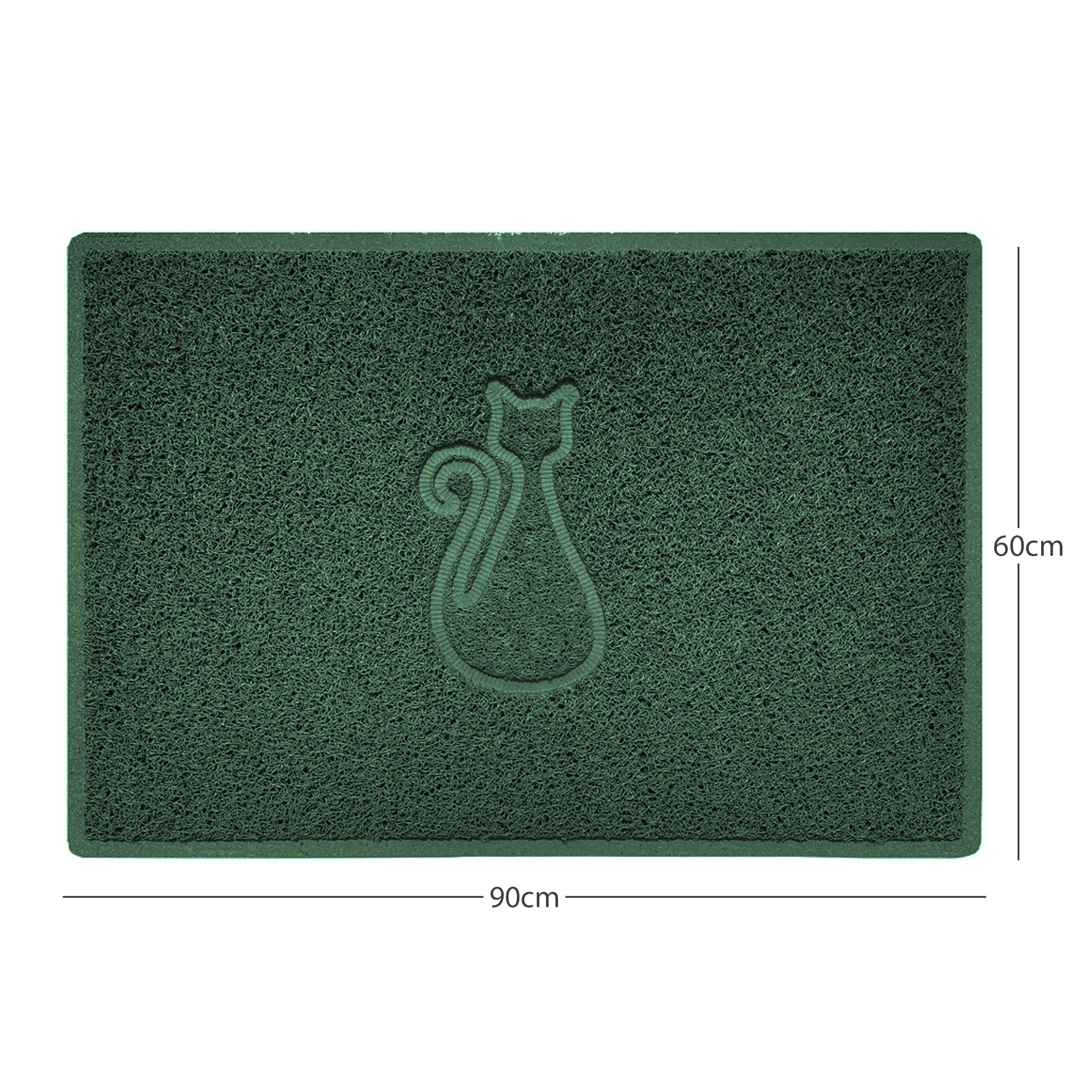Cat Embossed Spaghetti Doormat Green 90cm x 60cm Yes (Suitable for Indoors)