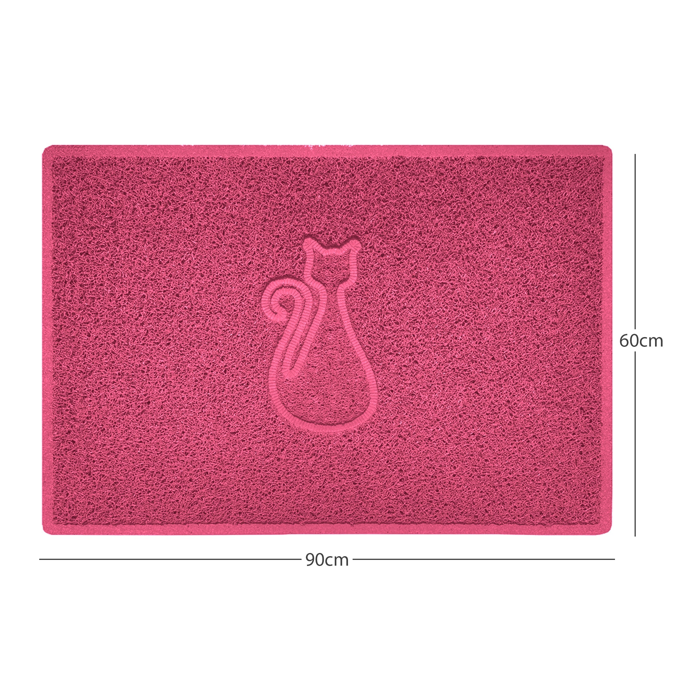 Cat Embossed Spaghetti Doormat Pink 90cm x 60cm Yes (Suitable for Indoors)