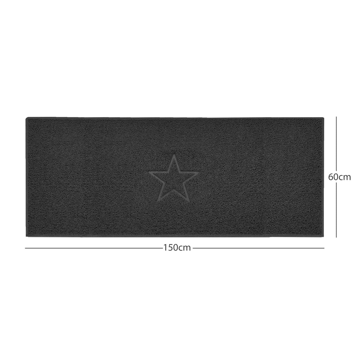 "Star" Embossed Loofah Textured Spaghetti Doormat Black 150cm x 60cm
