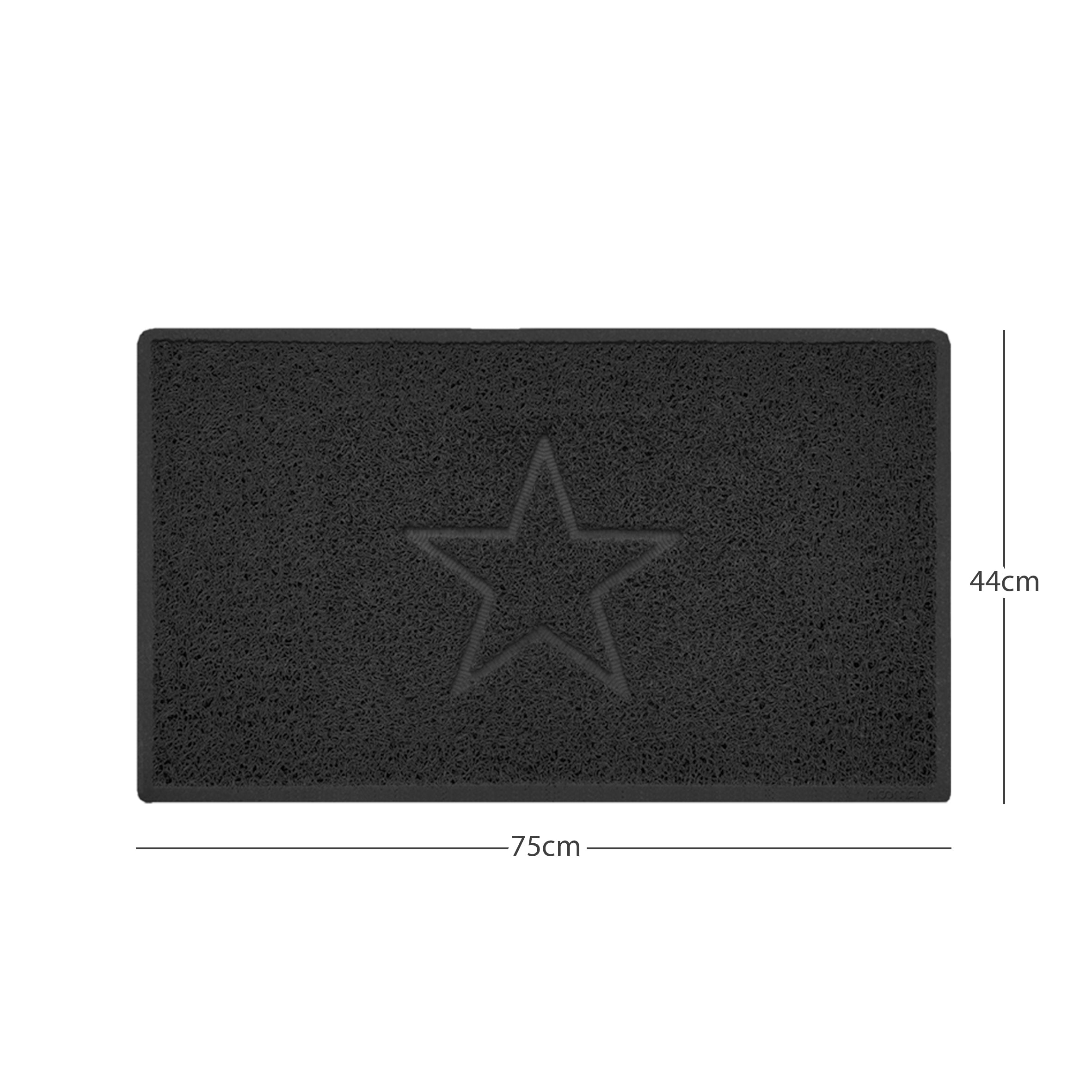 "Star" Embossed Loofah Textured Spaghetti Doormat Black 75cm x 44cm