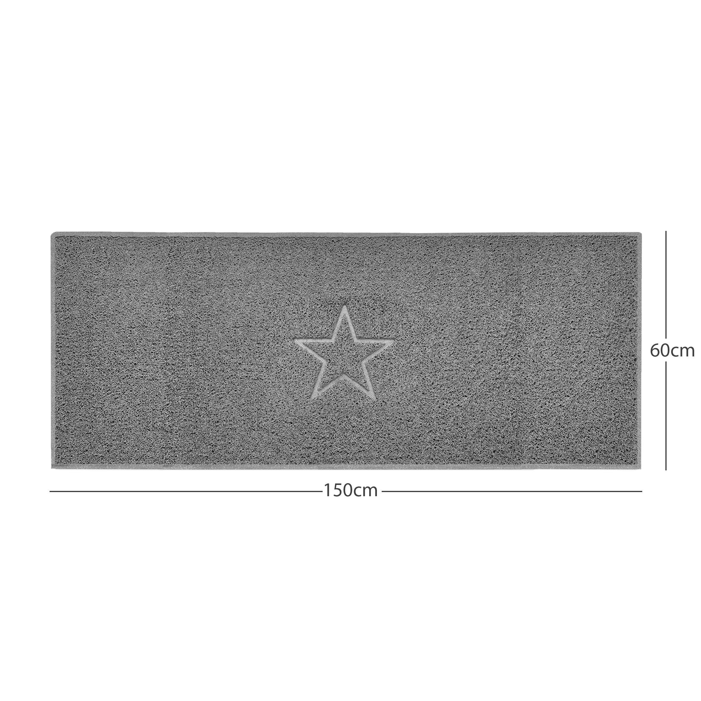 "Star" Embossed Loofah Textured Spaghetti Doormat Grey 150cm x 60cm