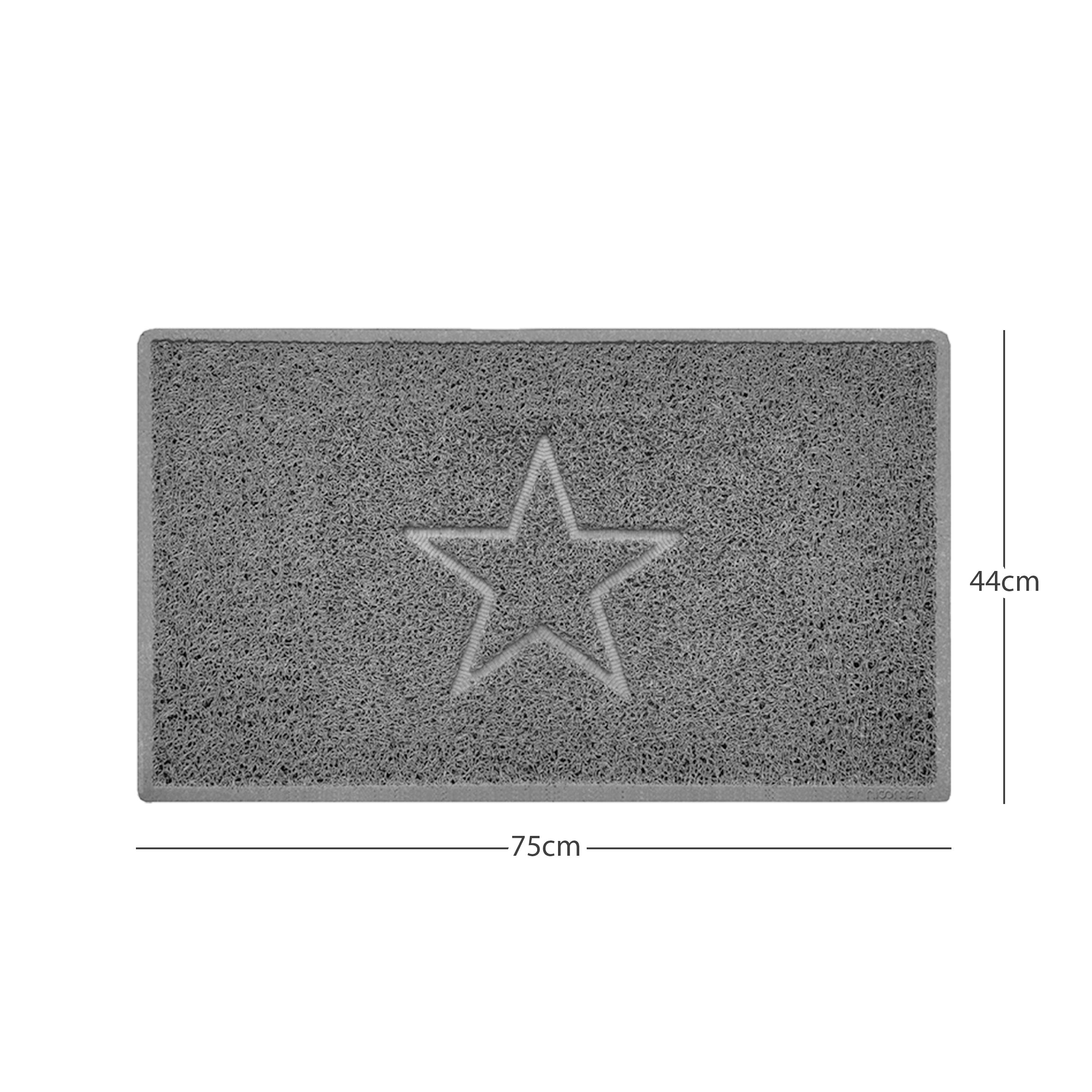 "Star" Embossed Loofah Textured Spaghetti Doormat Grey 75cm x 44cm