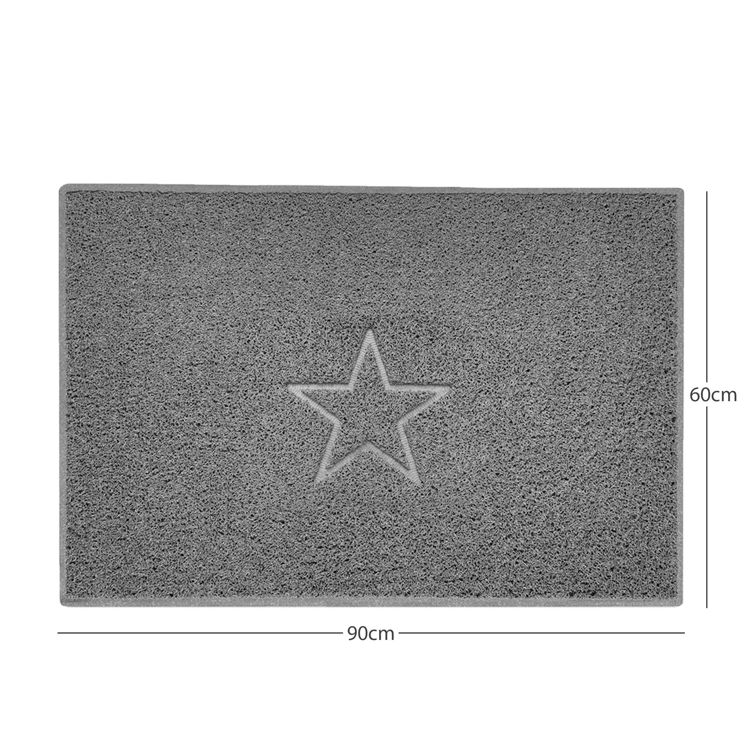 "Star" Embossed Loofah Textured Spaghetti Doormat Grey 90cm x 60cm