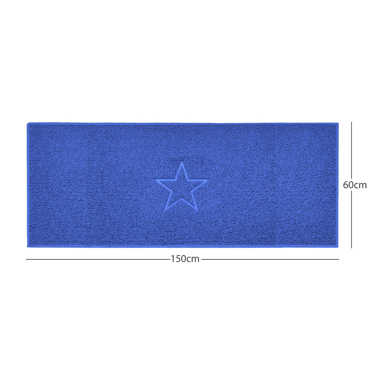 "Star" Embossed Loofah Textured Spaghetti Doormat Blue 150cm x 60cm Yes (Suitable for Indoors)