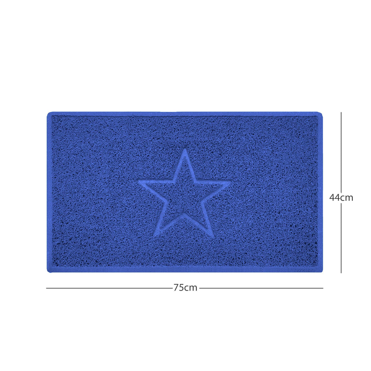 "Star" Embossed Loofah Textured Spaghetti Doormat Blue 75cm x 44cm Yes (Suitable for Indoors)