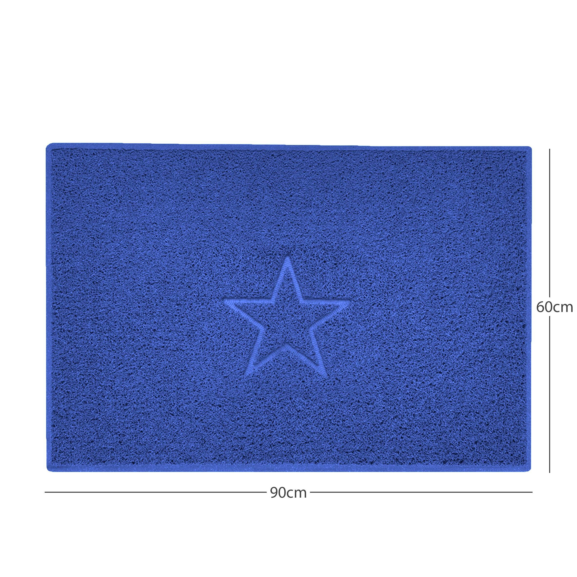 "Star" Embossed Loofah Textured Spaghetti Doormat Blue 90cm x 60cm Yes (Suitable for Indoors)