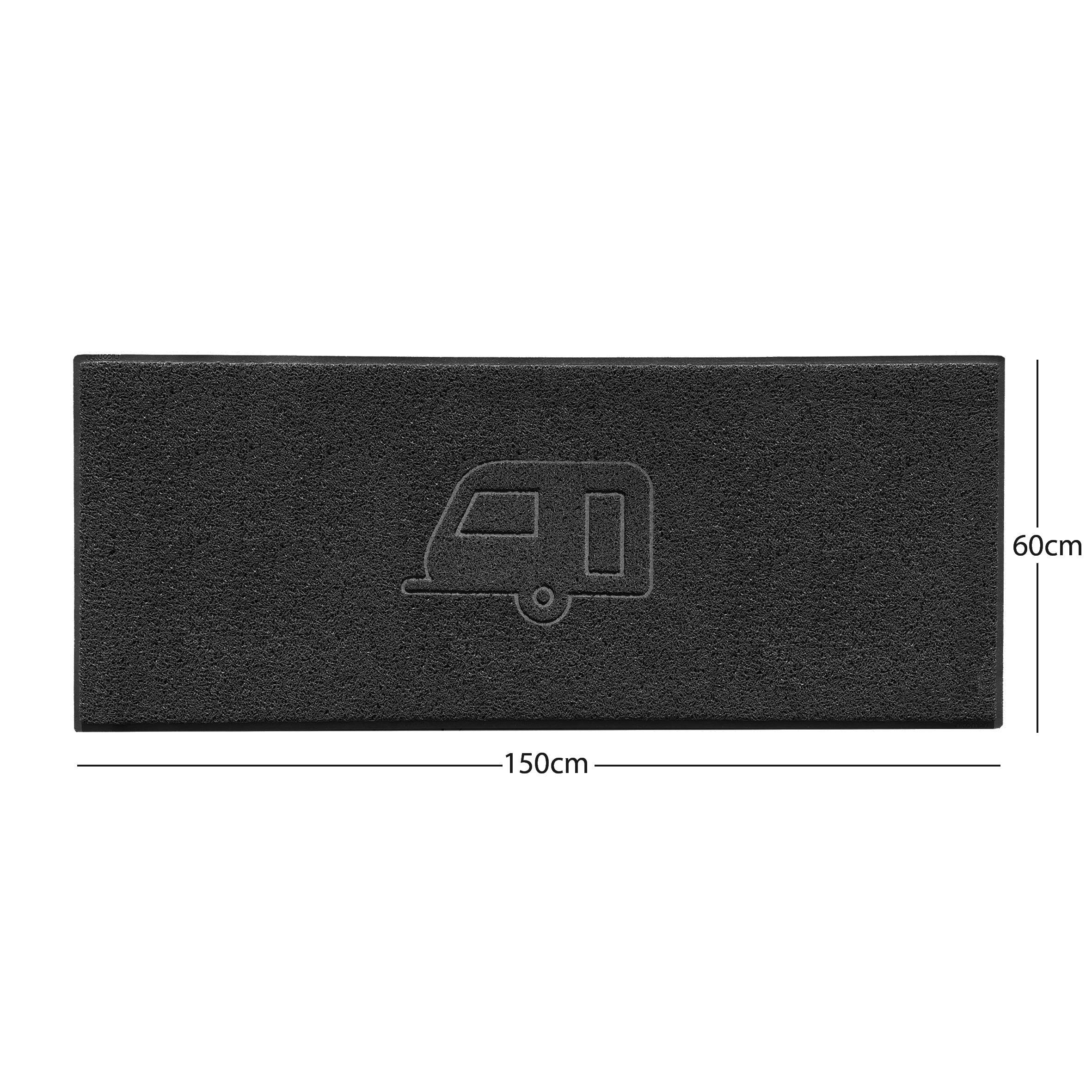 Caravan Embossed Spaghetti Doormat Black 150cm x 60cm
