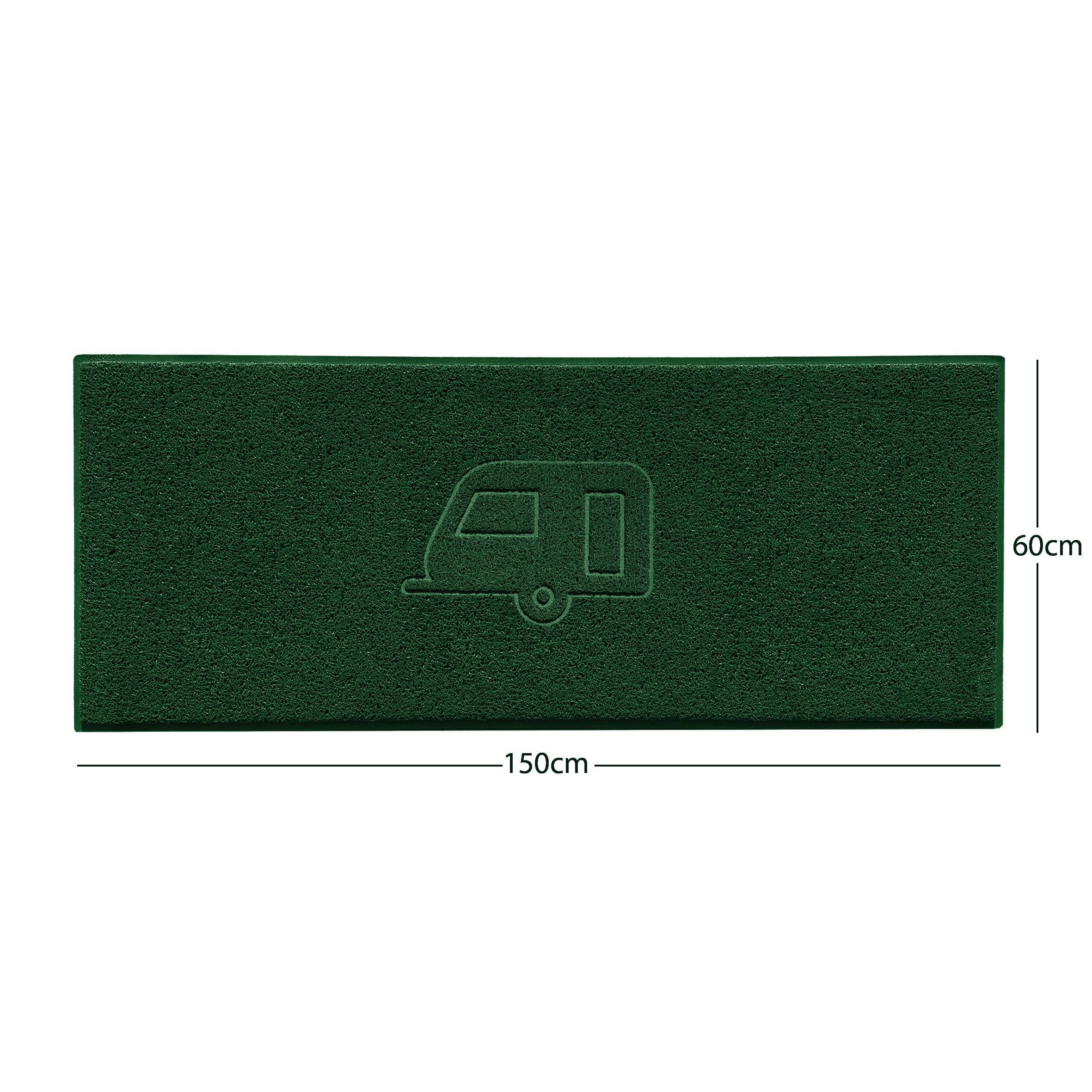 Caravan Embossed Spaghetti Doormat Green 150cm x 60cm Yes (Suitable for Indoors)