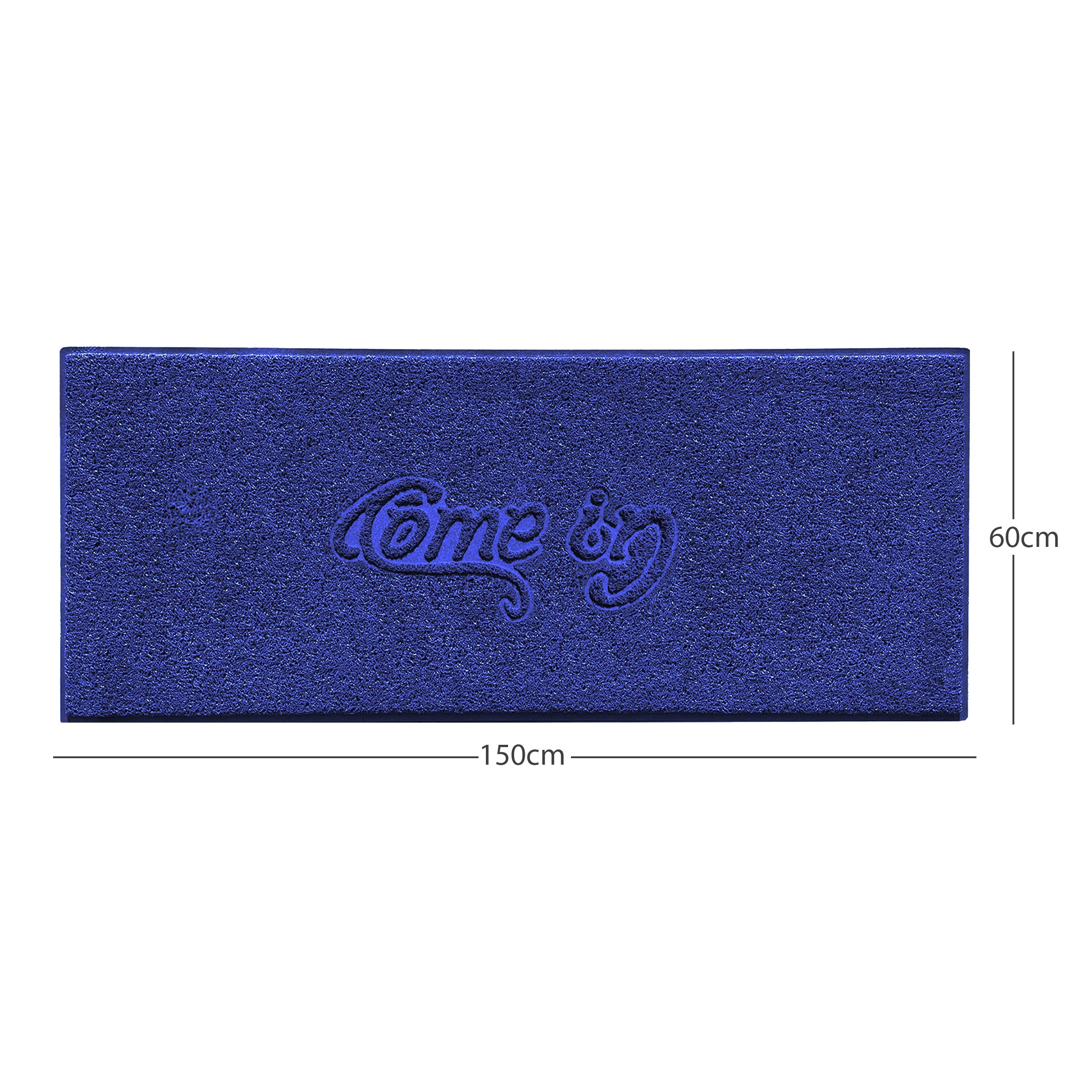 Come In Embossed Spaghetti Doormat 150cm x 60cm Blue Yes (Suitable for Indoors)