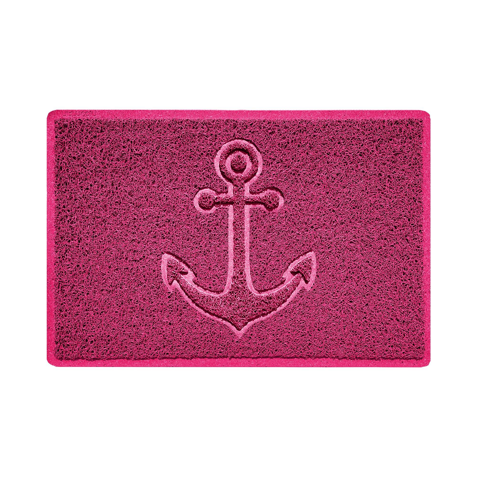 "Anchors Away" Grey Spaghetti Door Mat Pink 60cm x 40cm Yes (Suitable for Indoors)
