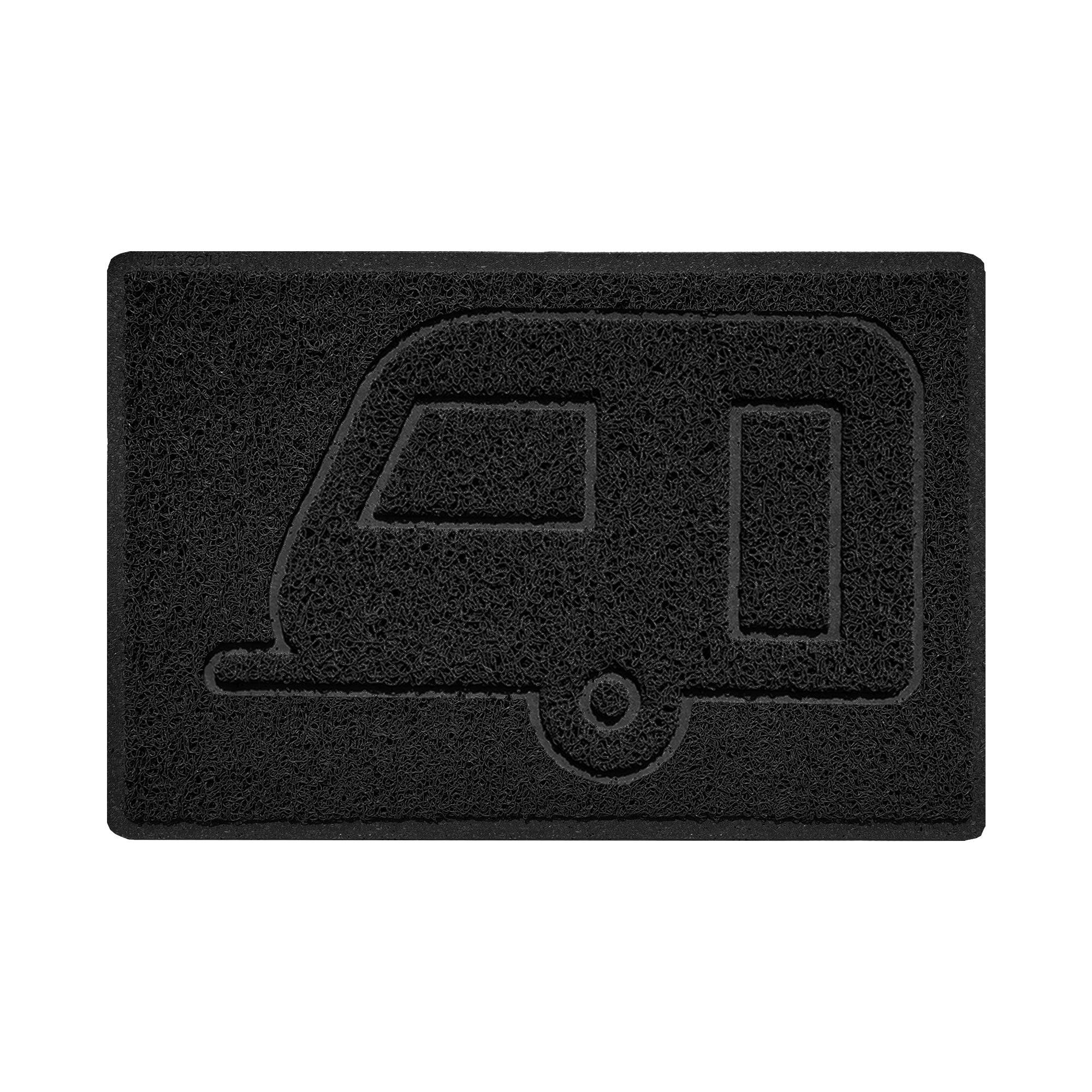Caravan Embossed Spaghetti Doormat Black 60cm x 40cm