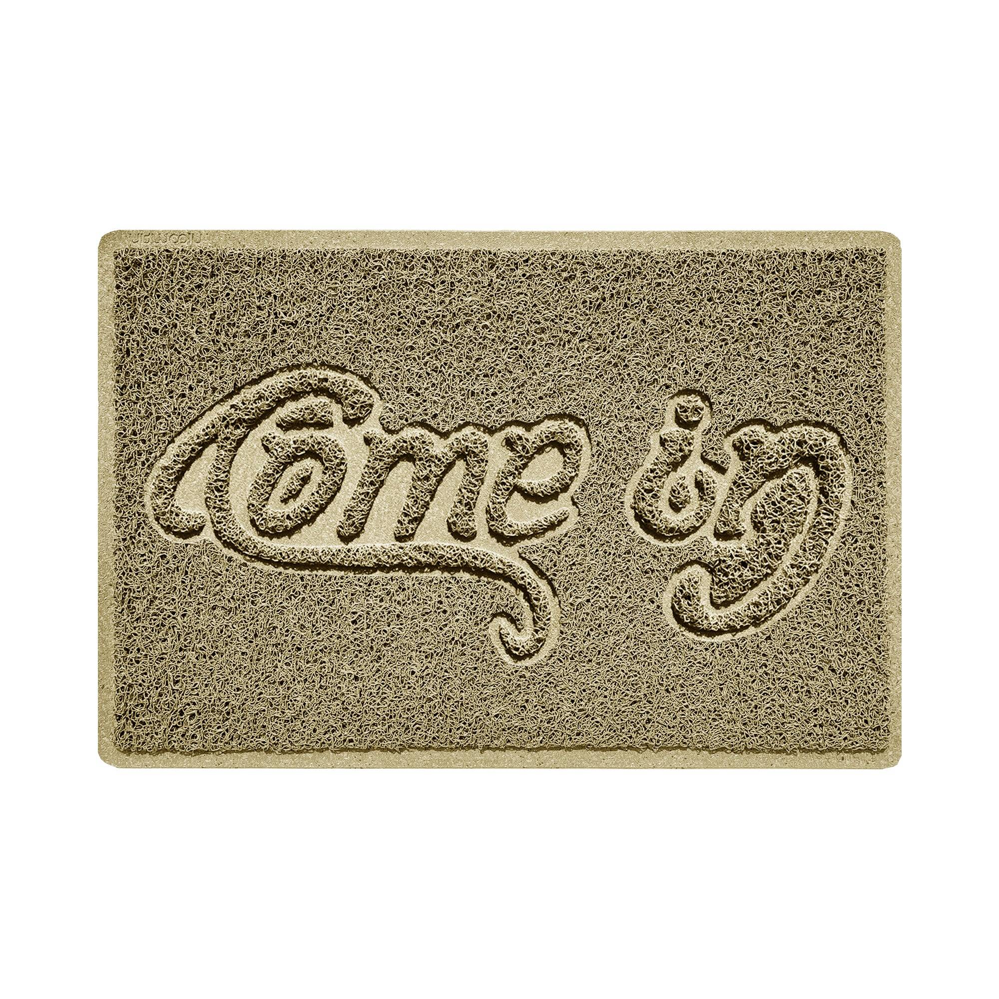 Come In Embossed Spaghetti Doormat 60cm x 40cm Beige Yes (Suitable for Indoors)