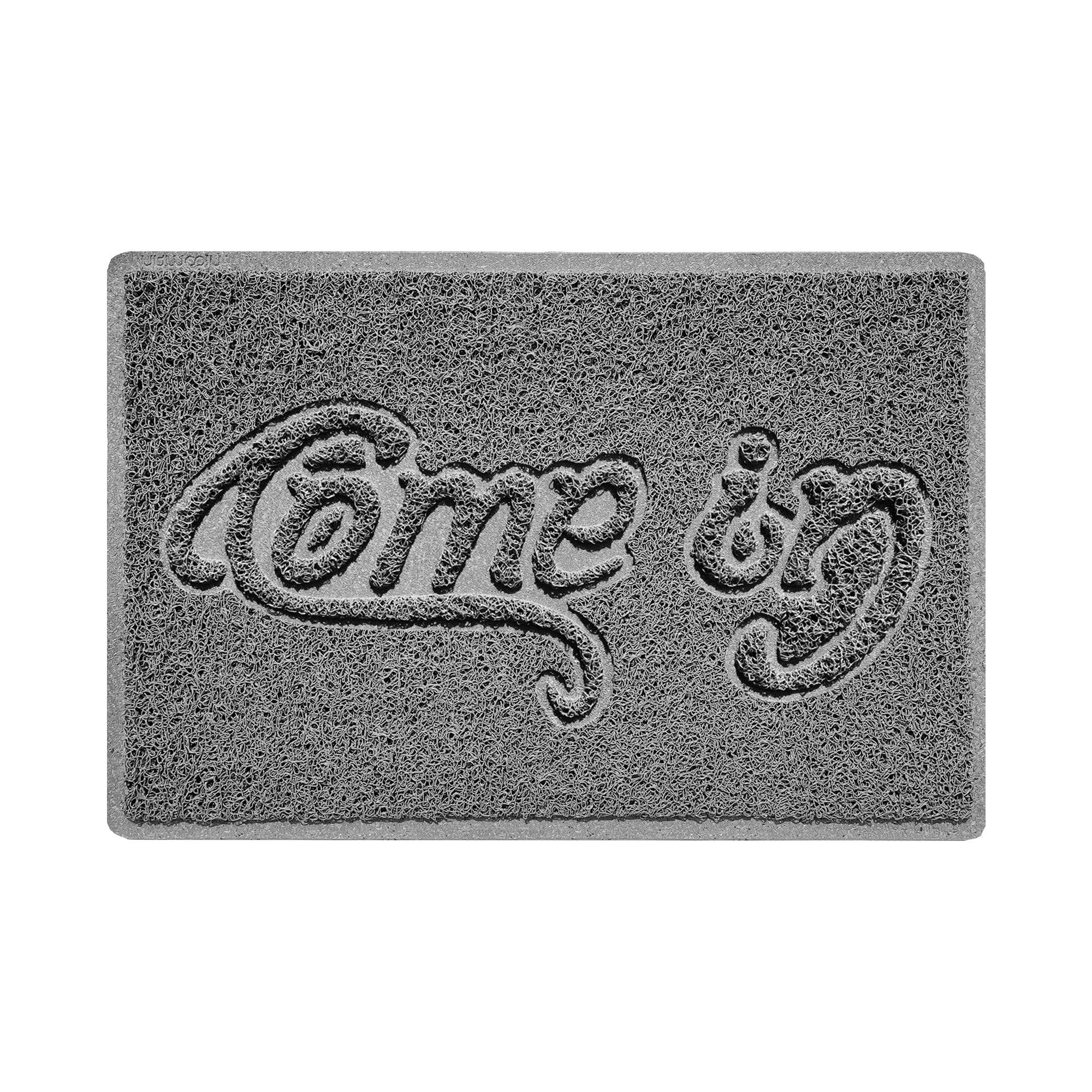 Come In Embossed Spaghetti Doormat 60cm x 40cm Grey