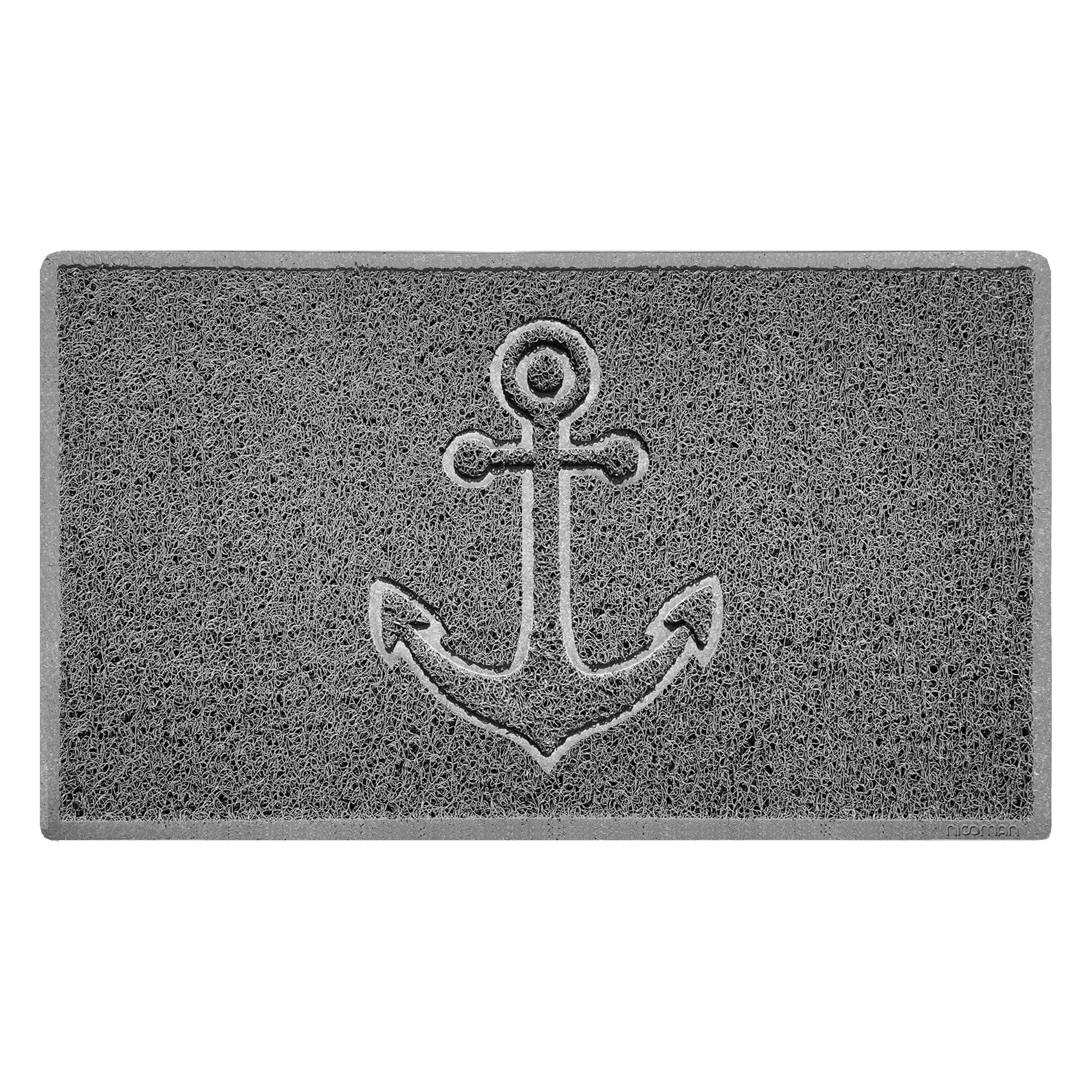 "Anchors Away" Grey Spaghetti Door Mat Grey 75cm x 44cm