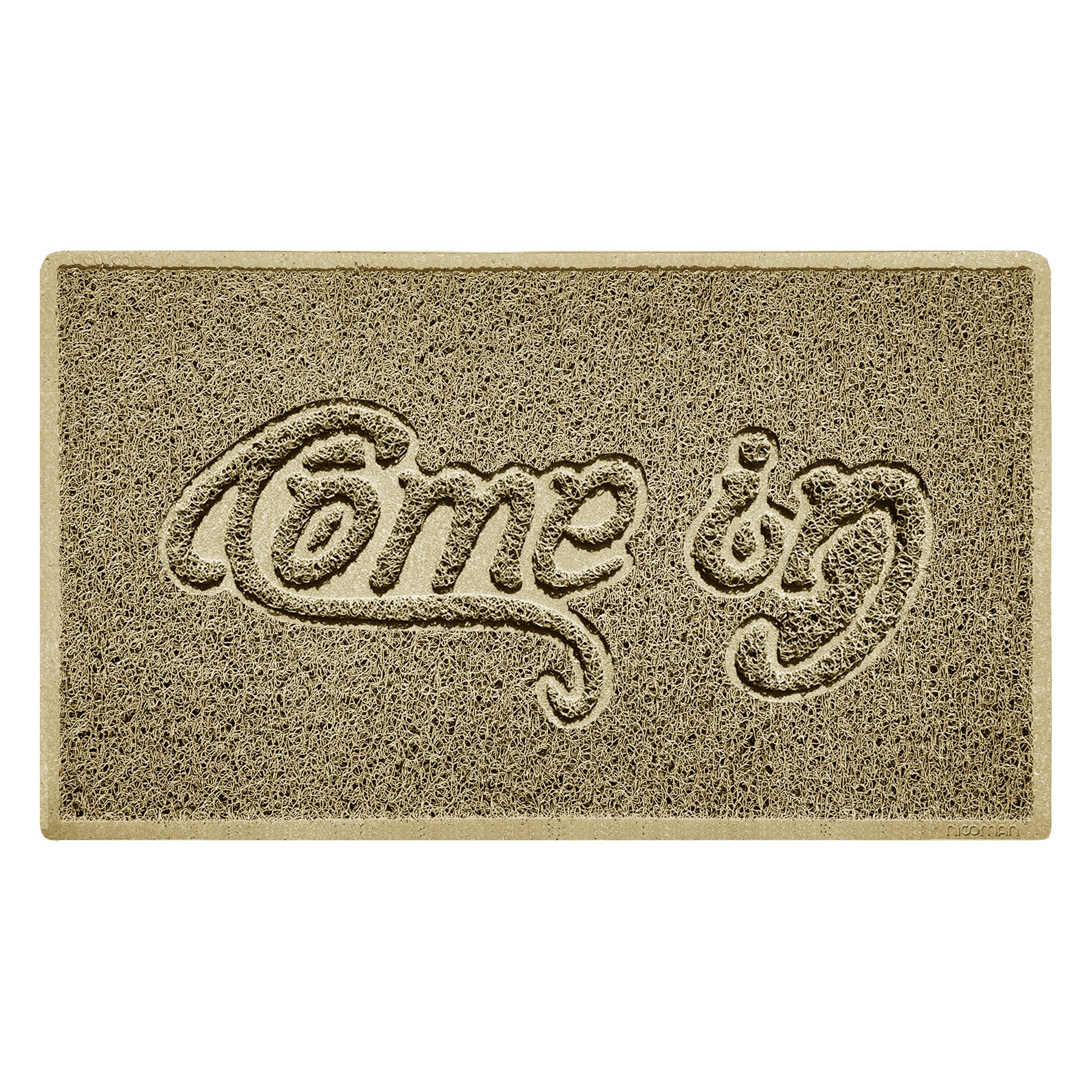 Come In Embossed Spaghetti Doormat 75cm x 44cm Beige Yes (Suitable for Indoors)