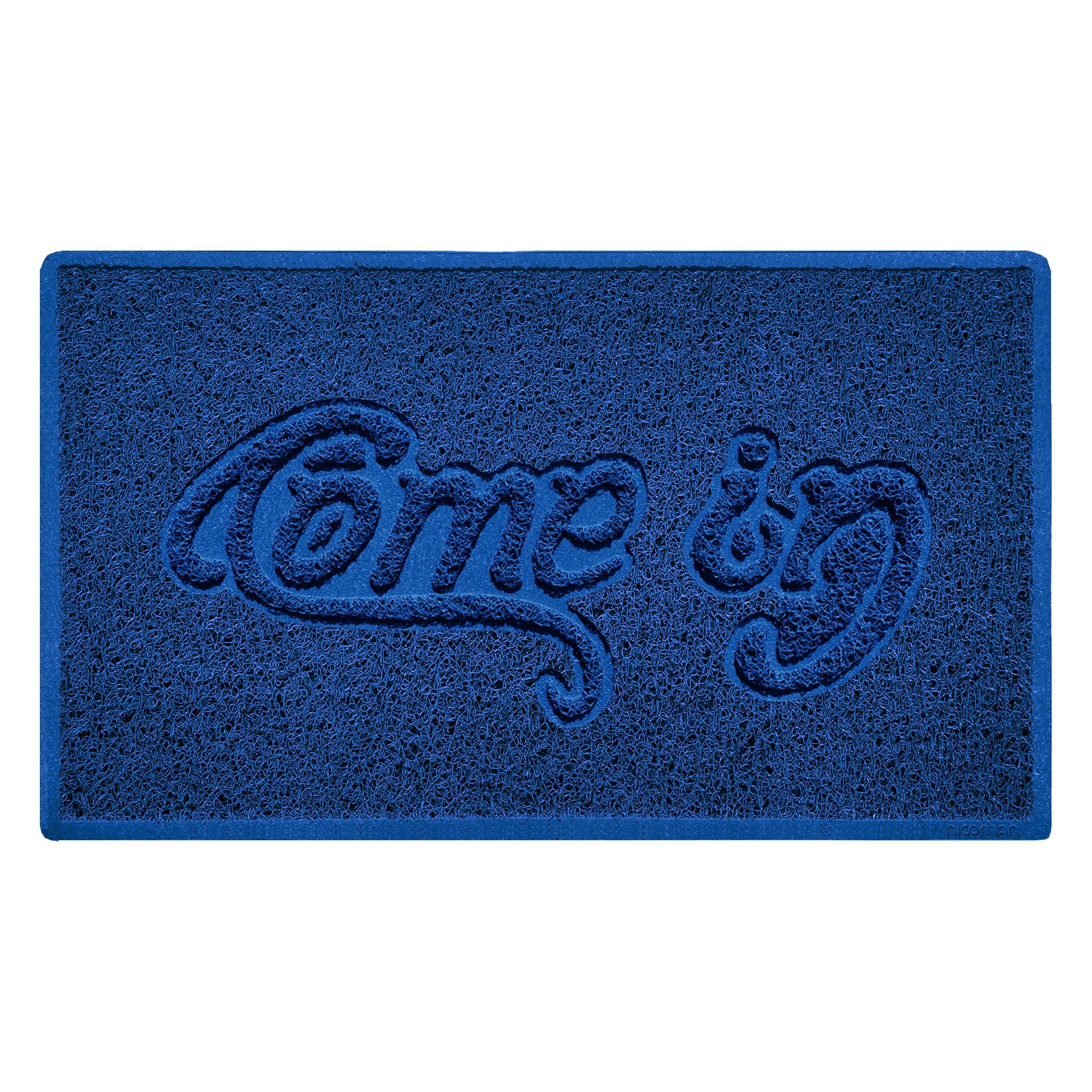 Come In Embossed Spaghetti Doormat 75cm x 44cm Blue Yes (Suitable for Indoors)