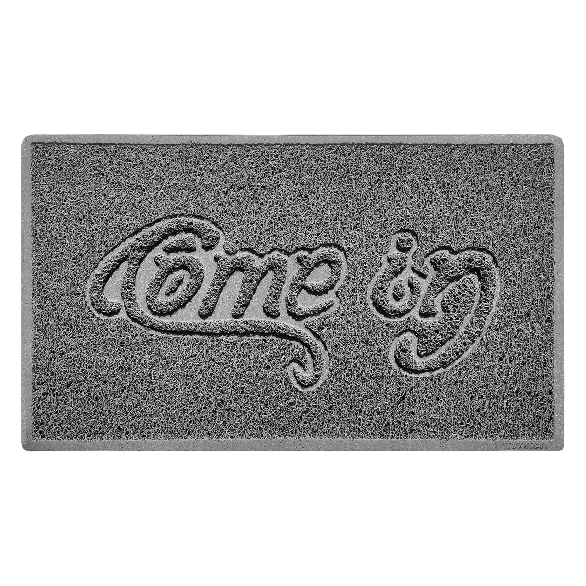 Come In Embossed Spaghetti Doormat 75cm x 44cm Grey