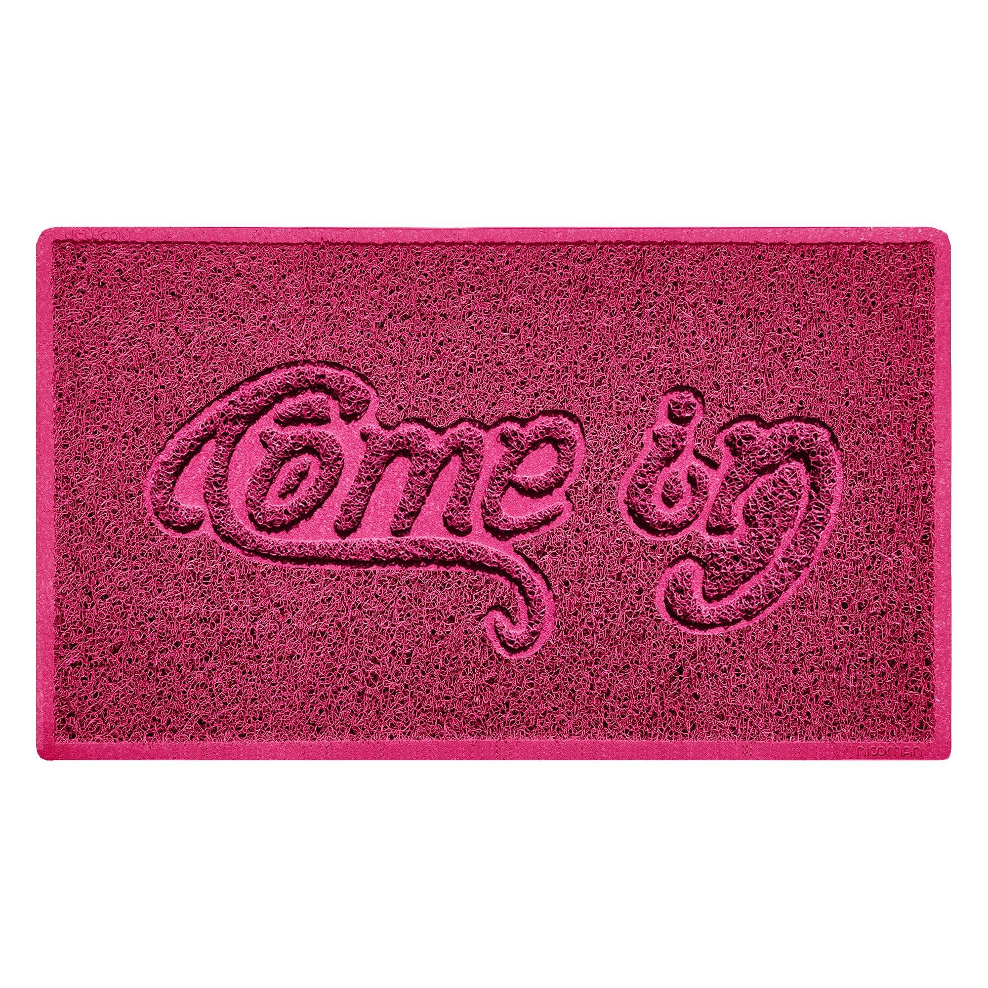 Come In Embossed Spaghetti Doormat 75cm x 44cm Pink Yes (Suitable for Indoors)