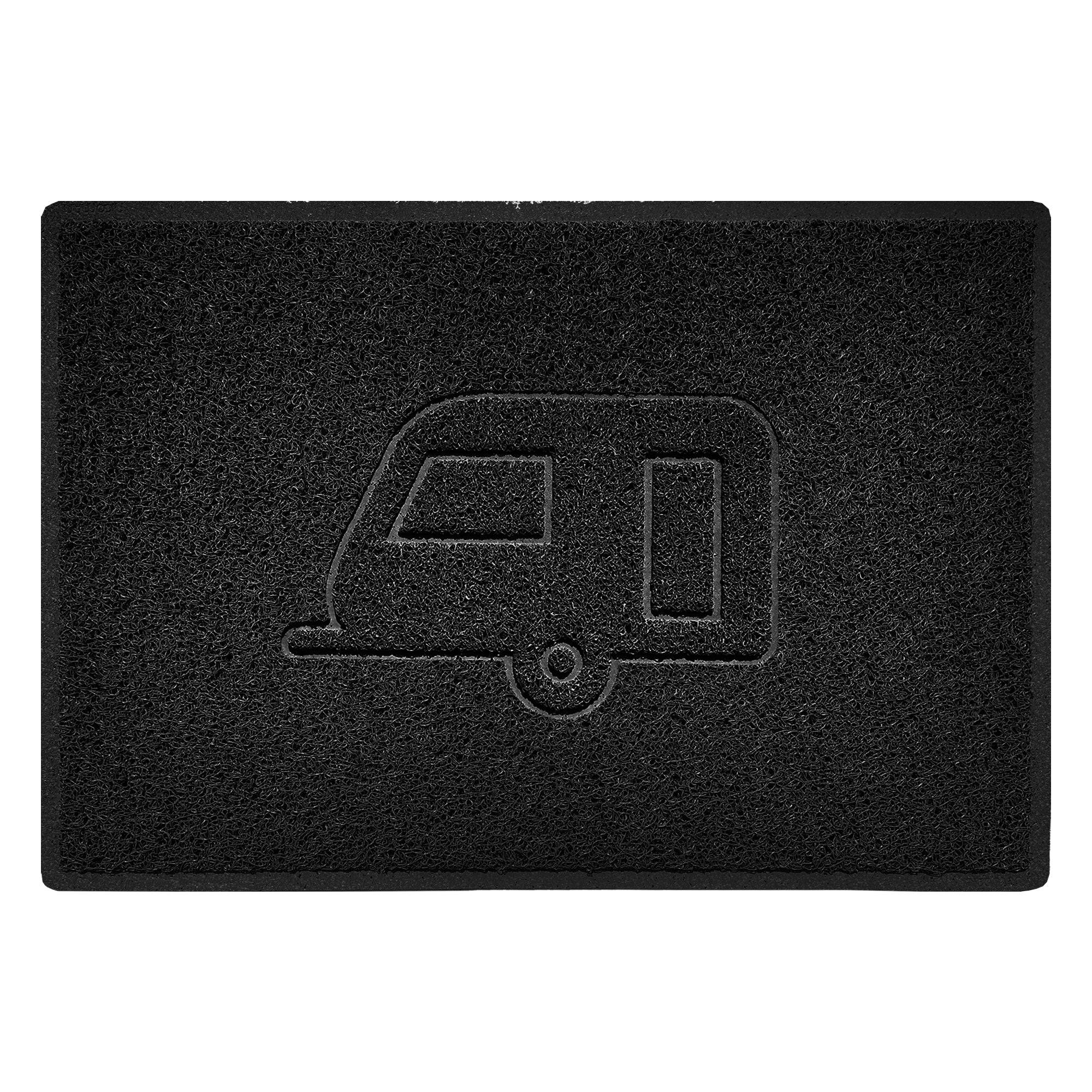 Caravan Embossed Spaghetti Doormat Black 90cm x 60cm