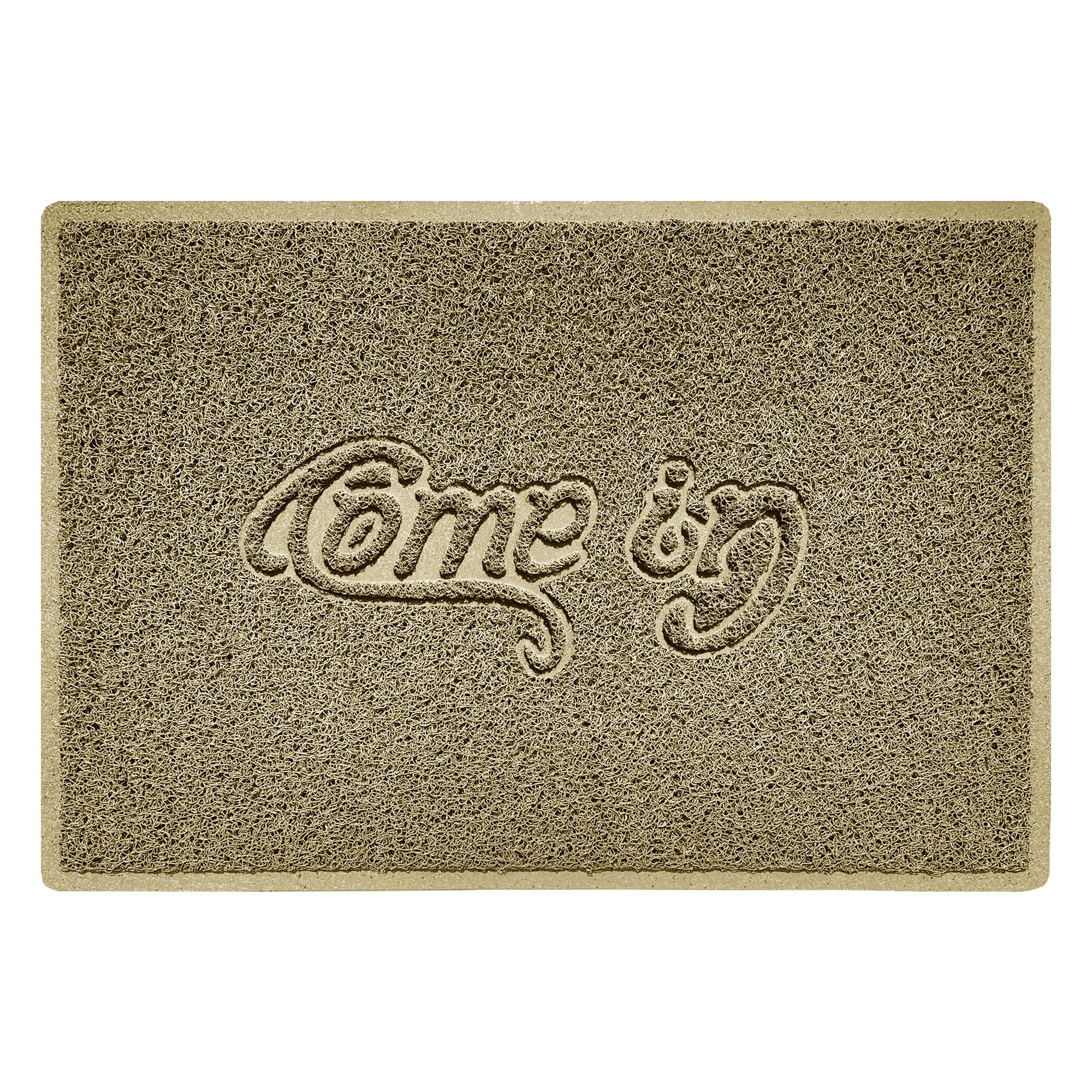 Come In Embossed Spaghetti Doormat 90cm x 60cm Beige Yes (Suitable for Indoors)
