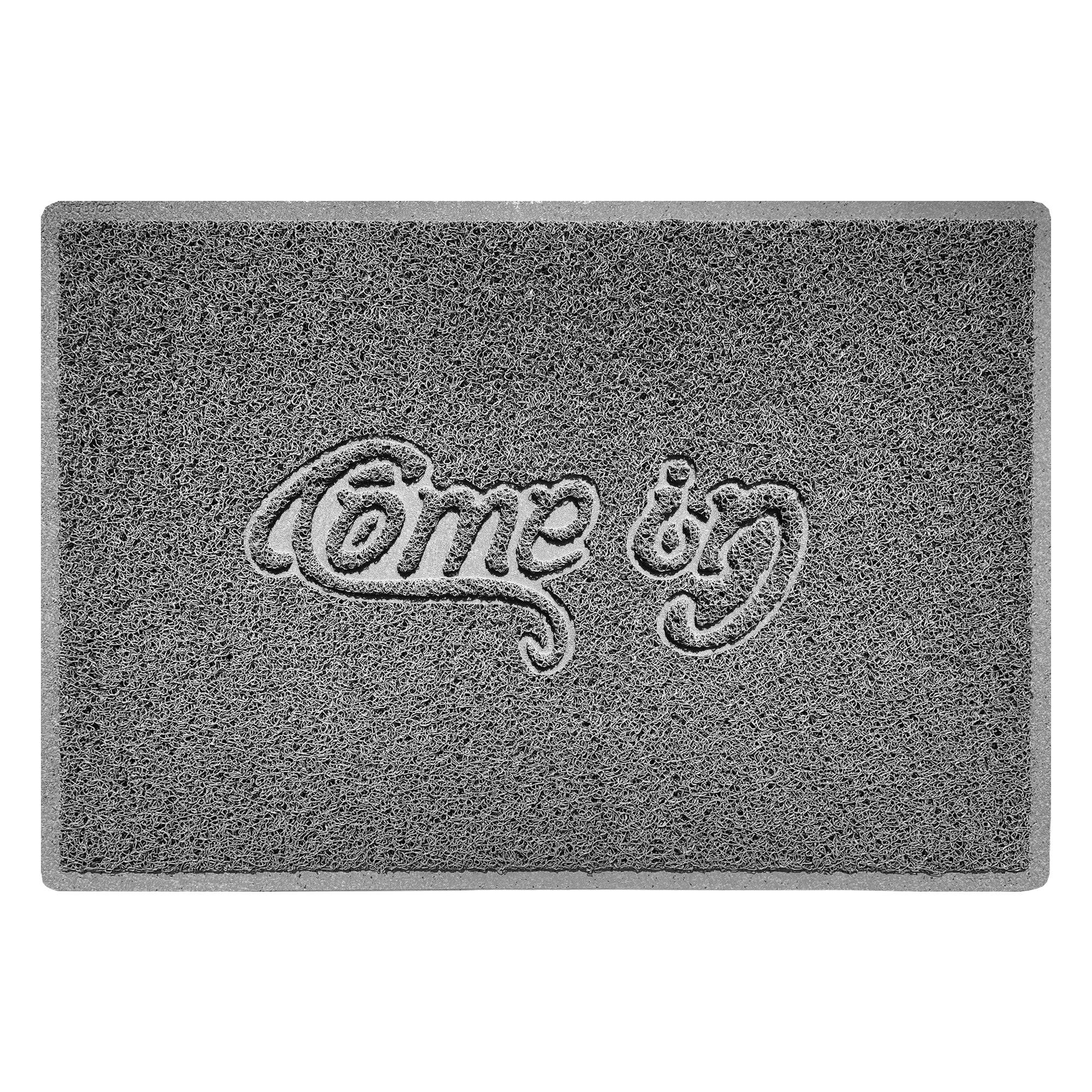 Come In Embossed Spaghetti Doormat 90cm x 60cm Grey