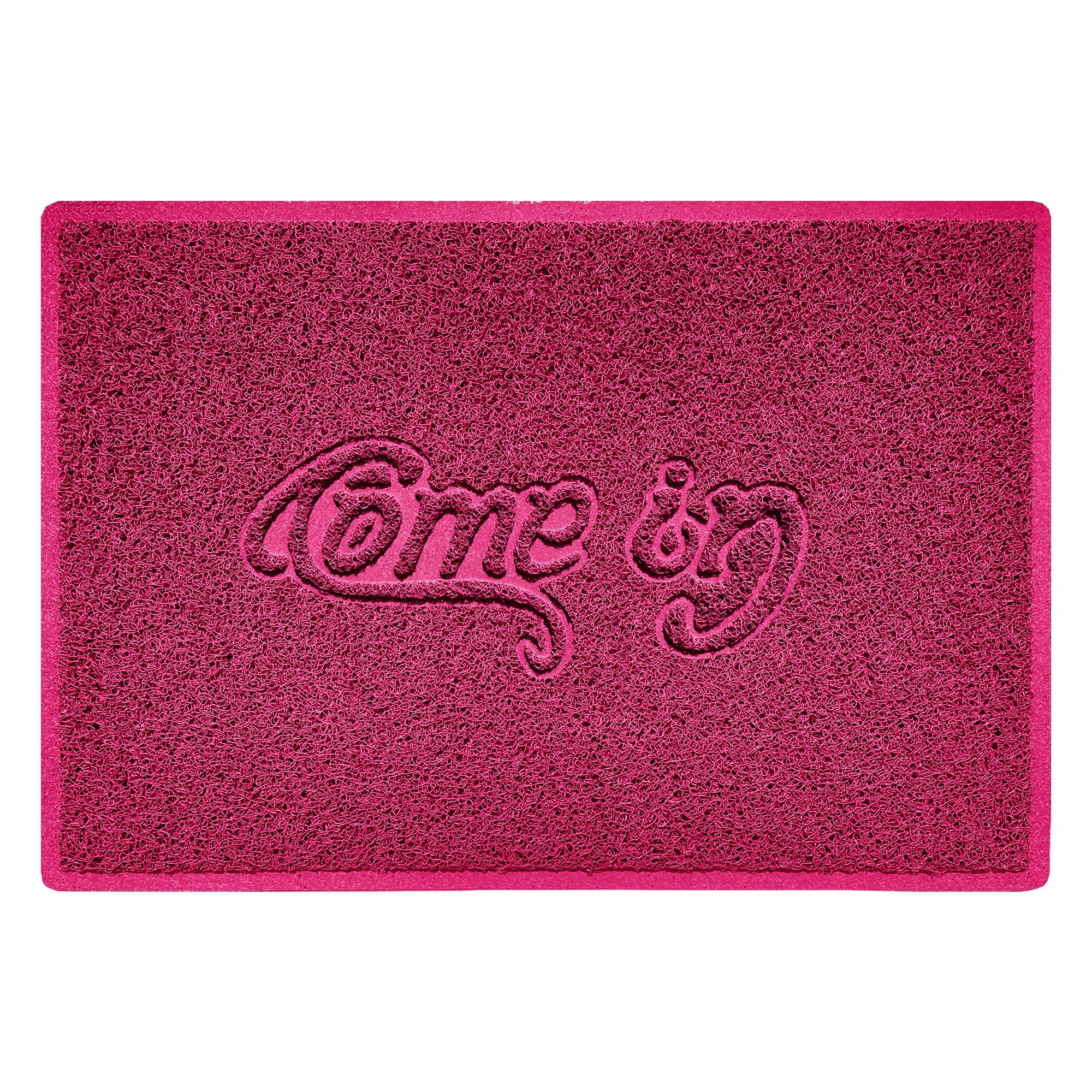 Come In Embossed Spaghetti Doormat 90cm x 60cm Pink Yes (Suitable for Indoors)