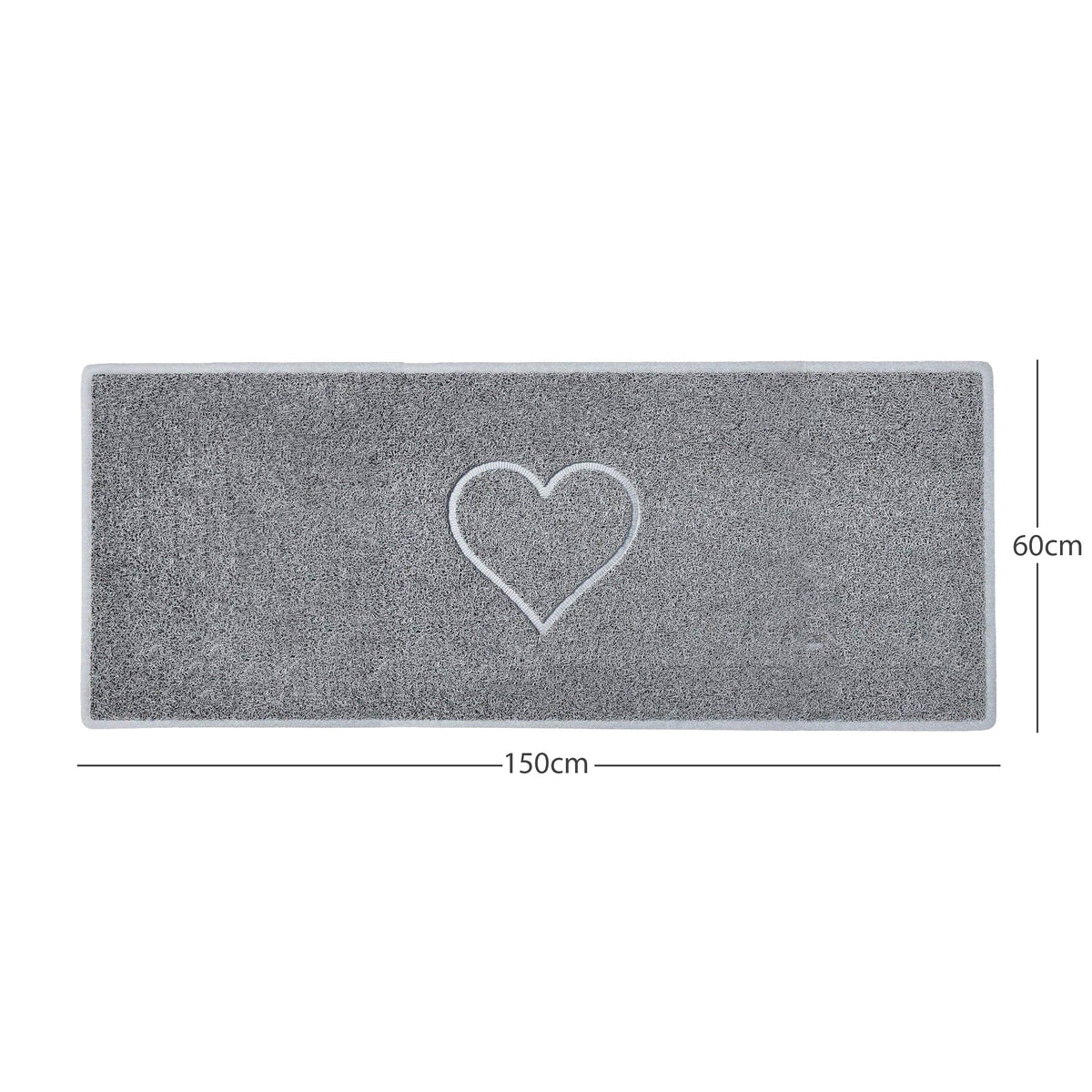 "Heart" Embossed Loofah Textured Spaghetti Door Mat Grey 150cm x 60cm