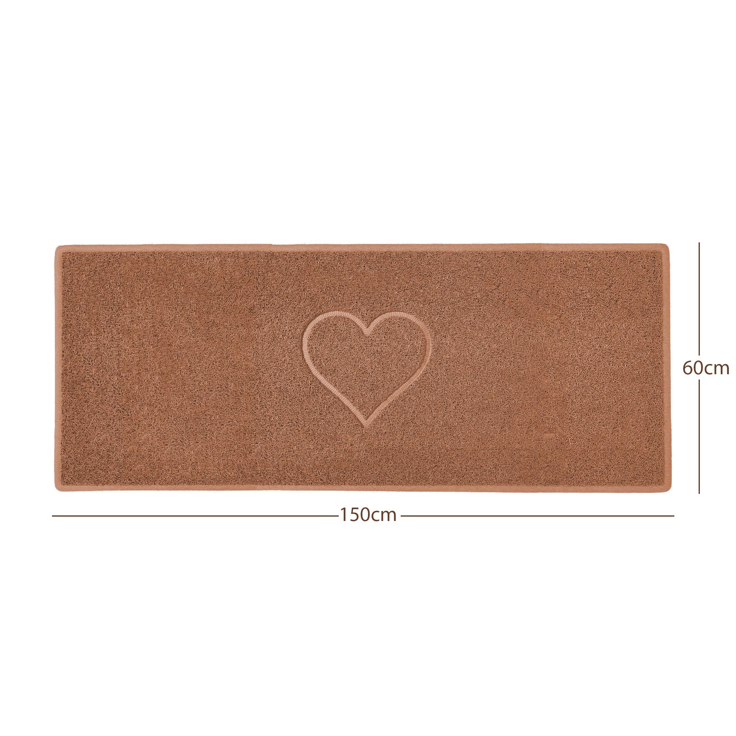 "Heart" Embossed Loofah Textured Spaghetti Door Mat Beige 150cm x 60cm Yes (Suitable for Indoors)