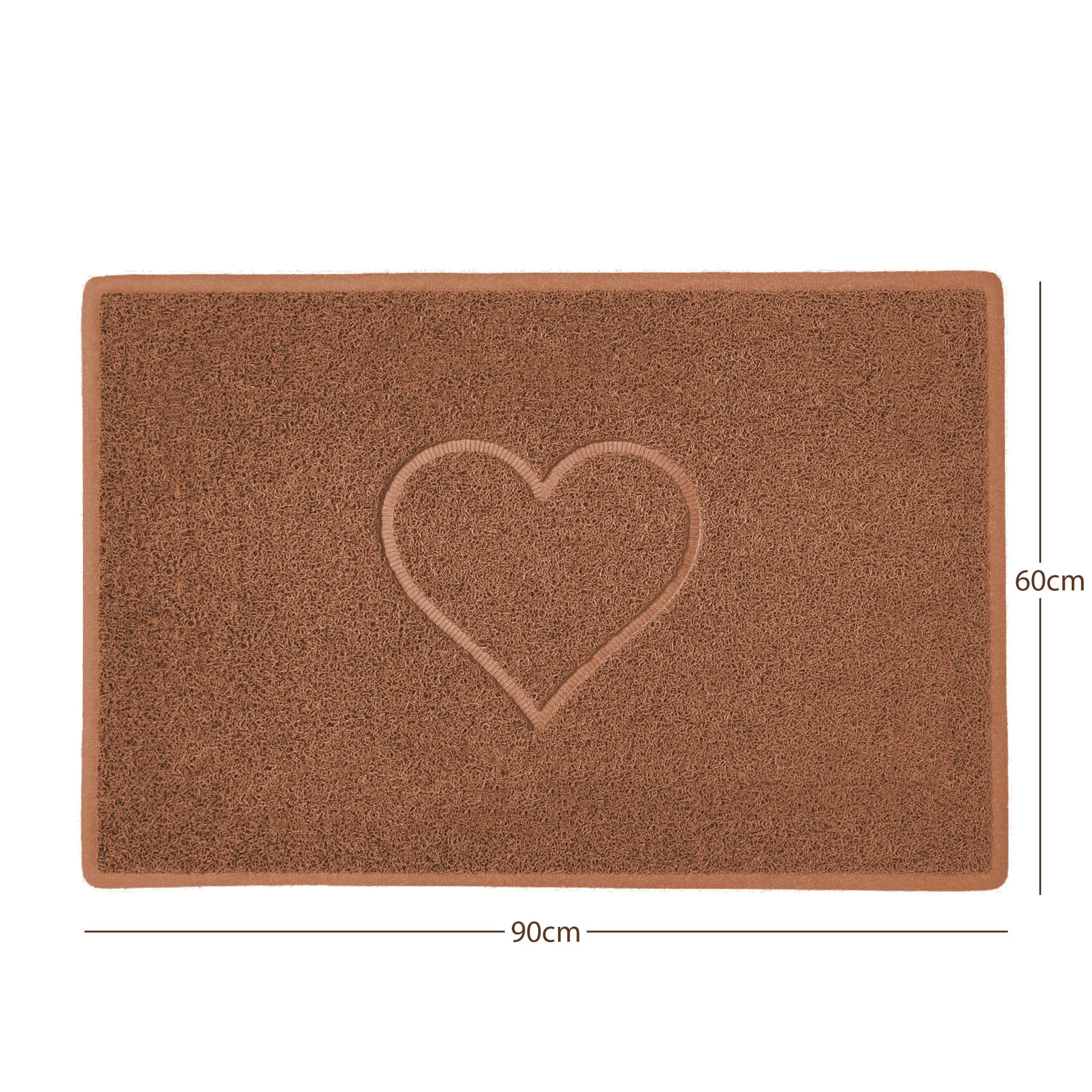 "Heart" Embossed Loofah Textured Spaghetti Door Mat Beige 90cm x 60cm Yes (Suitable for Indoors)
