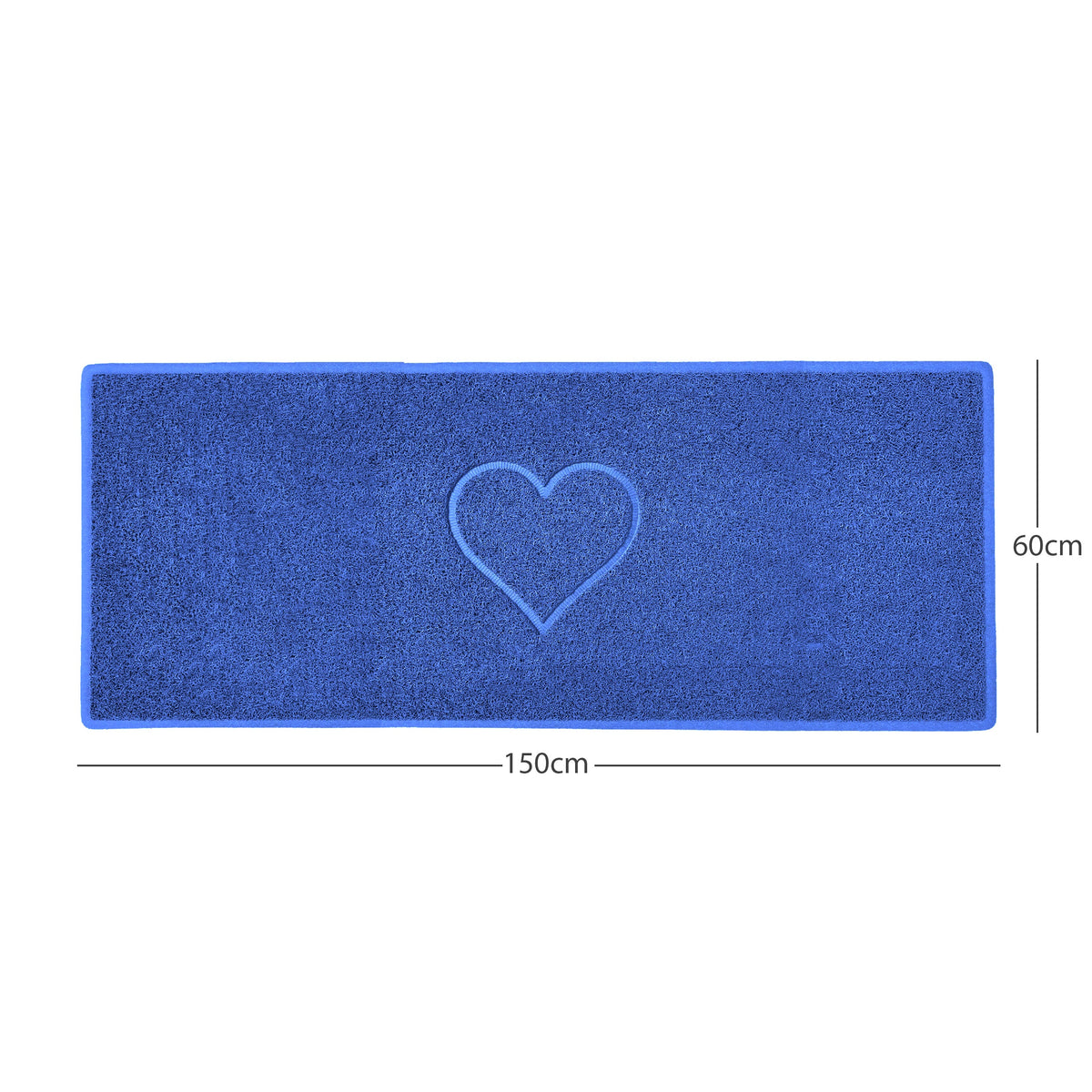 "Heart" Embossed Loofah Textured Spaghetti Door Mat Blue 150cm x 60cm Yes (Suitable for Indoors)