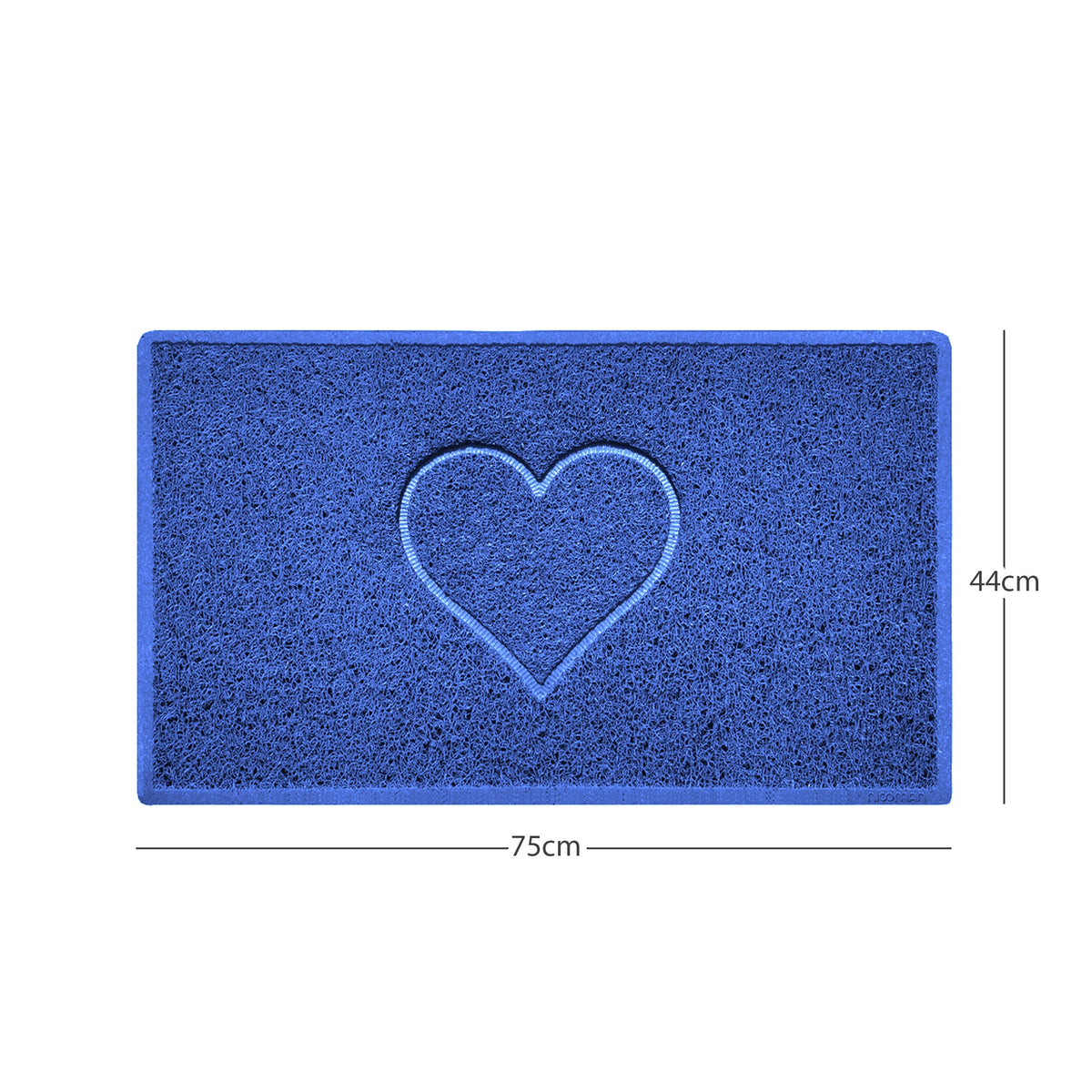 "Heart" Embossed Loofah Textured Spaghetti Door Mat Blue 75cm x 44cm Yes (Suitable for Indoors)
