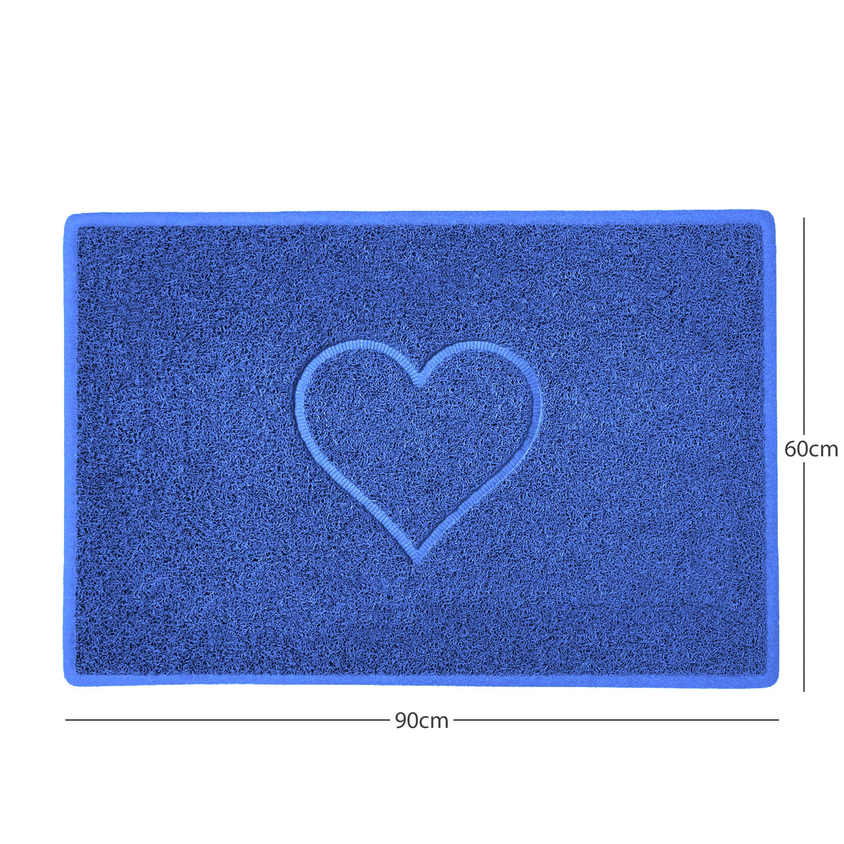 "Heart" Embossed Loofah Textured Spaghetti Door Mat Blue 90cm x 60cm Yes (Suitable for Indoors)