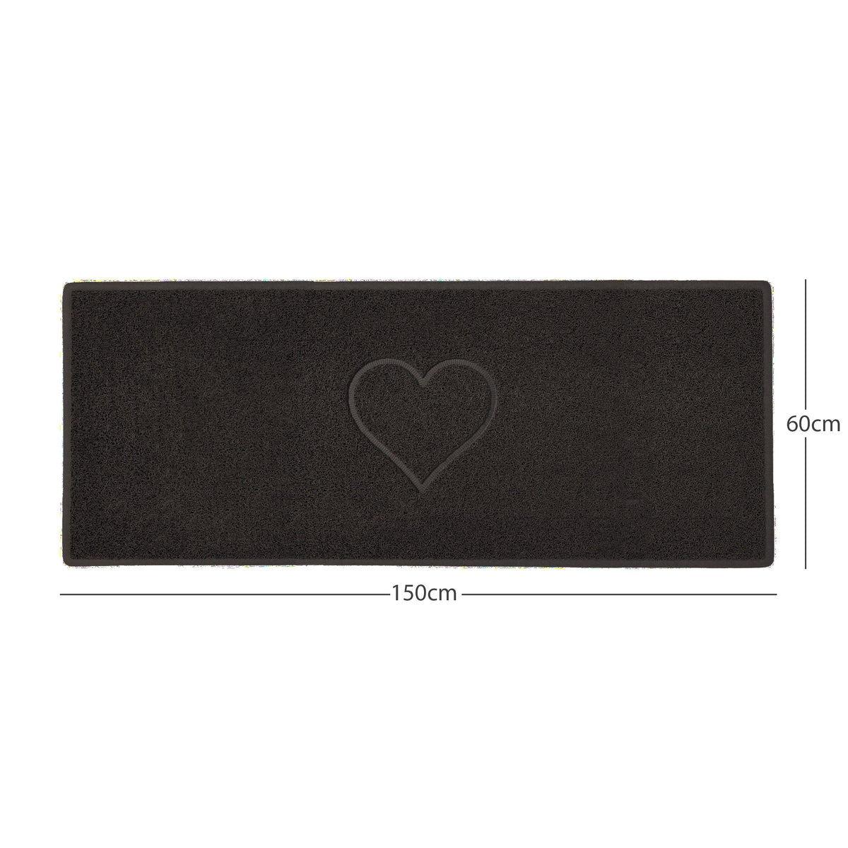 "Heart" Embossed Loofah Textured Spaghetti Door Mat Brown 150cm x 60cm Yes (Suitable for Indoors)