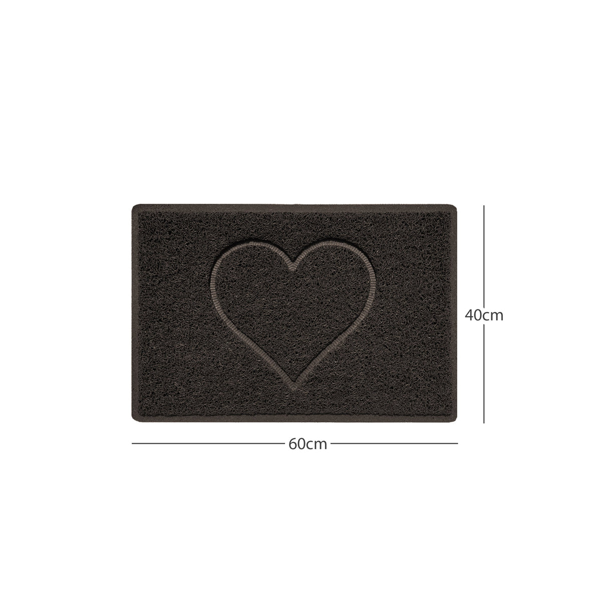 "Heart" Embossed Loofah Textured Spaghetti Door Mat Brown 60cm x 40cm