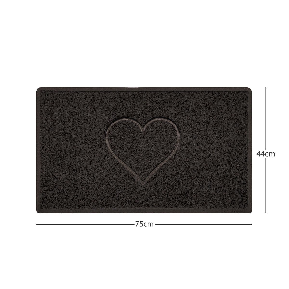"Heart" Embossed Loofah Textured Spaghetti Door Mat Brown 75cm x 44cm