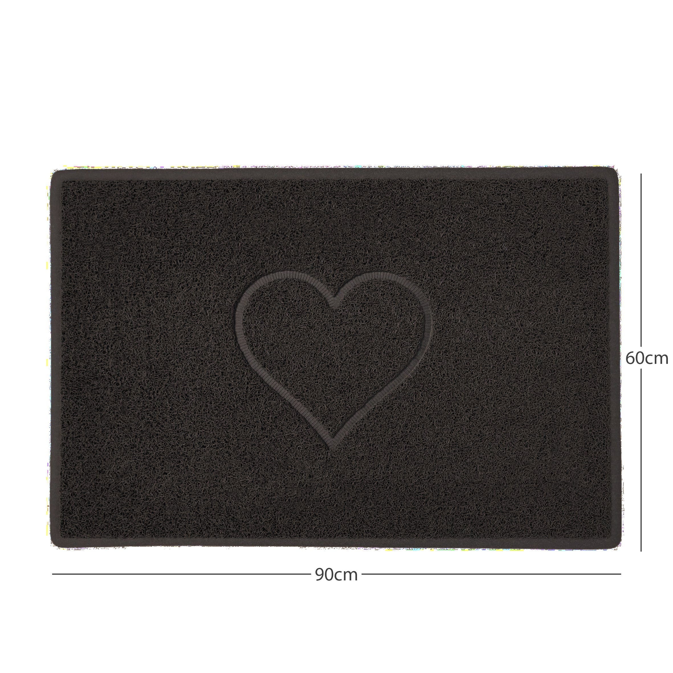 "Heart" Embossed Loofah Textured Spaghetti Door Mat Brown 90cm x 60cm