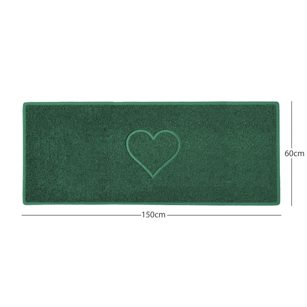 "Heart" Embossed Loofah Textured Spaghetti Door Mat Green 150cm x 60cm Yes (Suitable for Indoors)