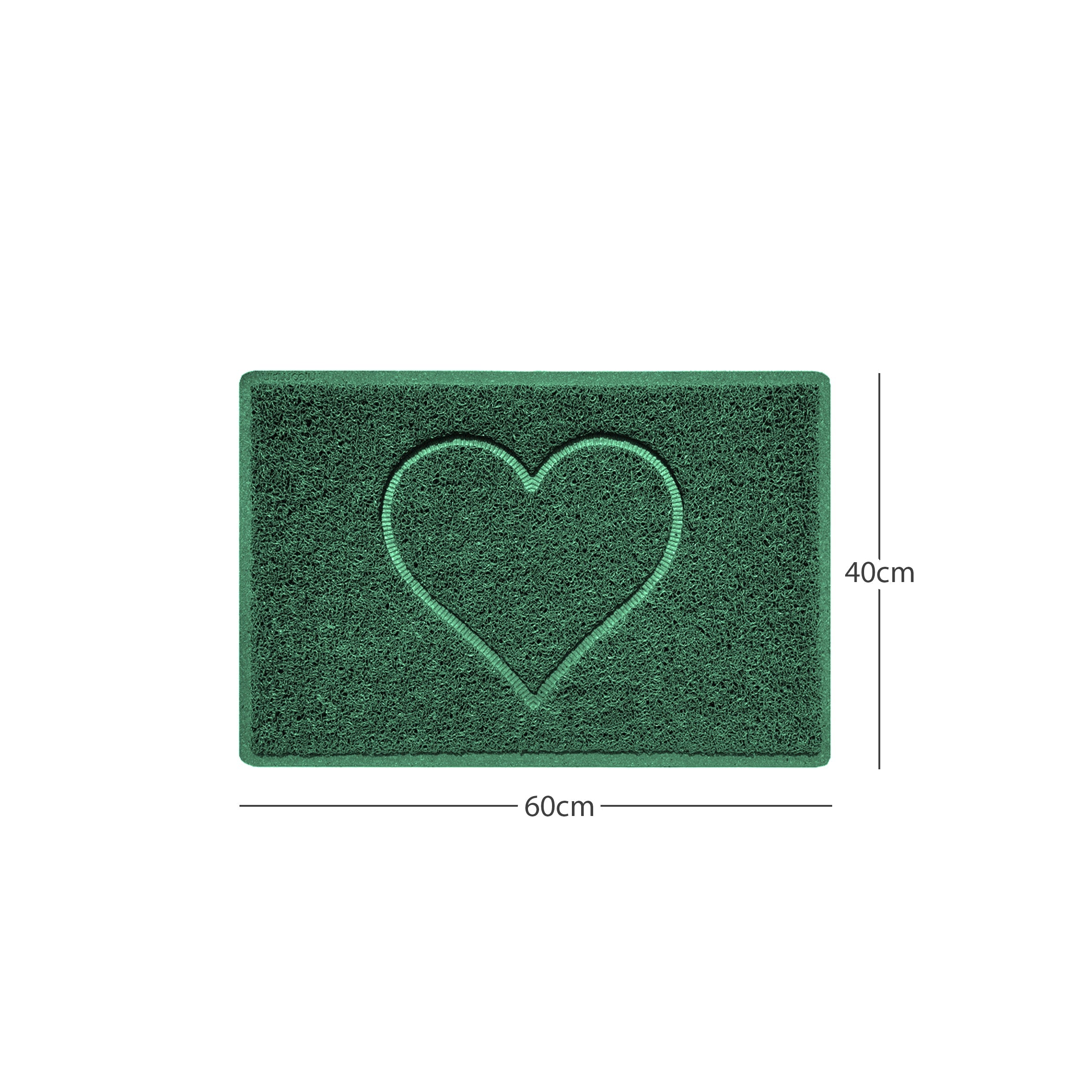 "Heart" Embossed Loofah Textured Spaghetti Door Mat Green 60cm x 40cm Yes (Suitable for Indoors)