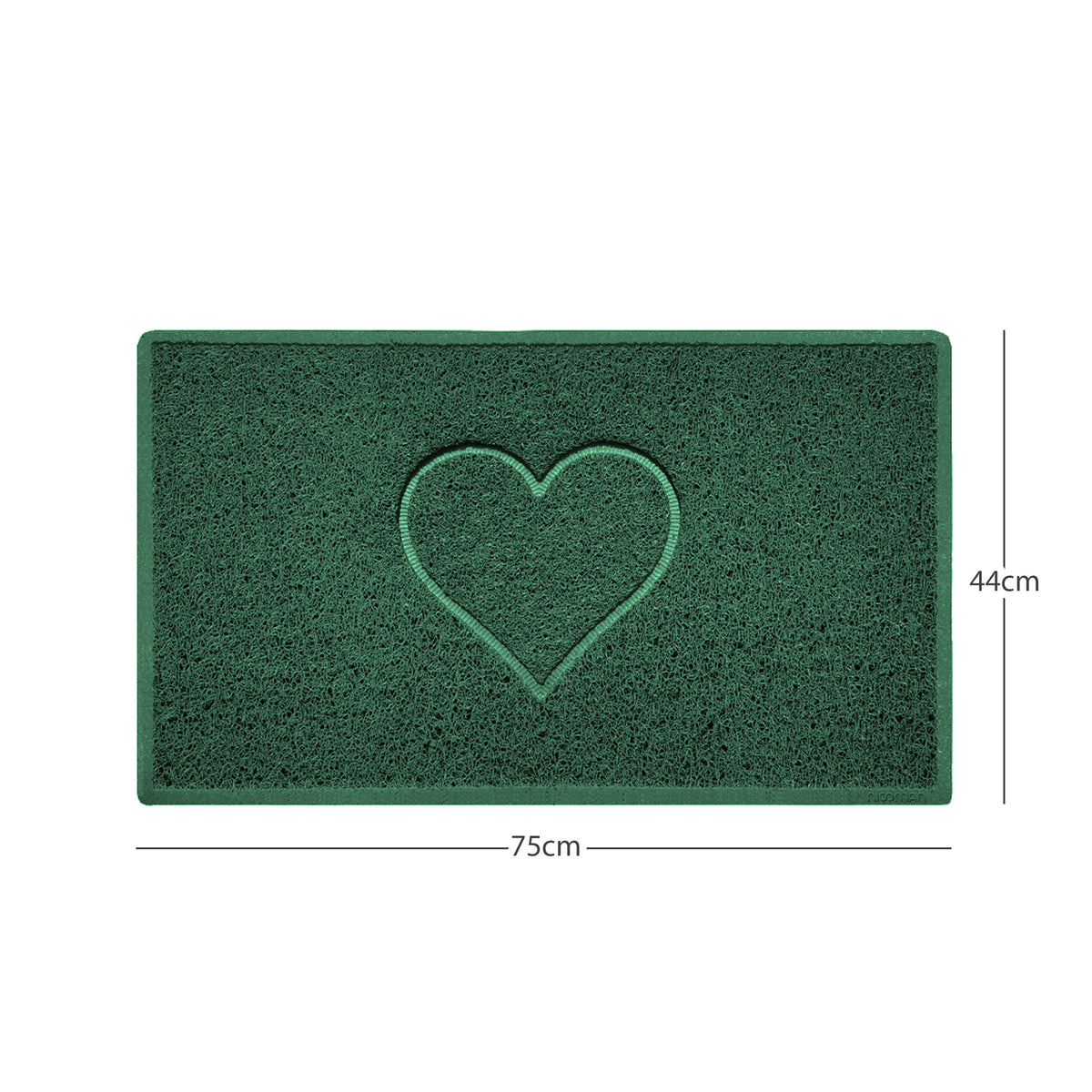 "Heart" Embossed Loofah Textured Spaghetti Door Mat Green 75cm x 44cm Yes (Suitable for Indoors)